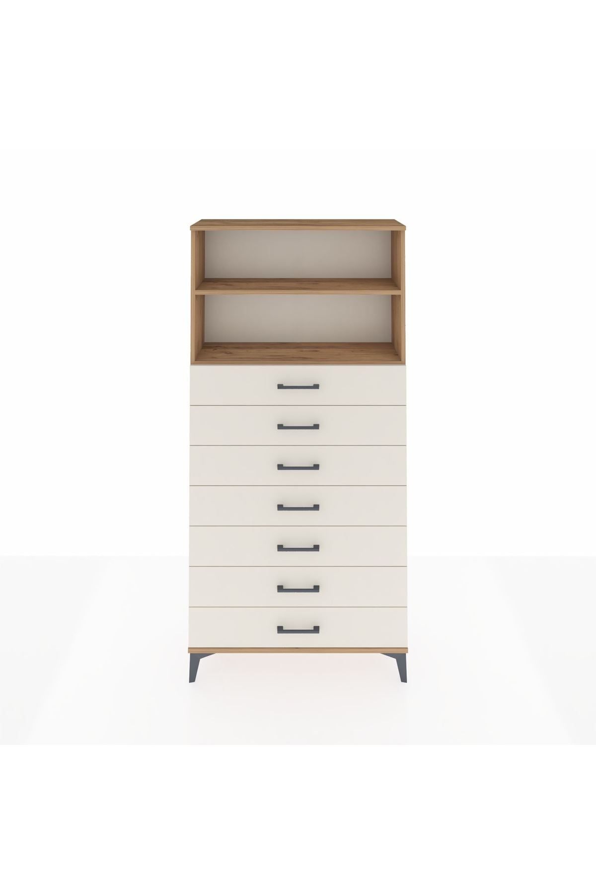 Arges Dolap 2 Raflı 7 Çekmeceli 88x30x182 - S24M033V7A