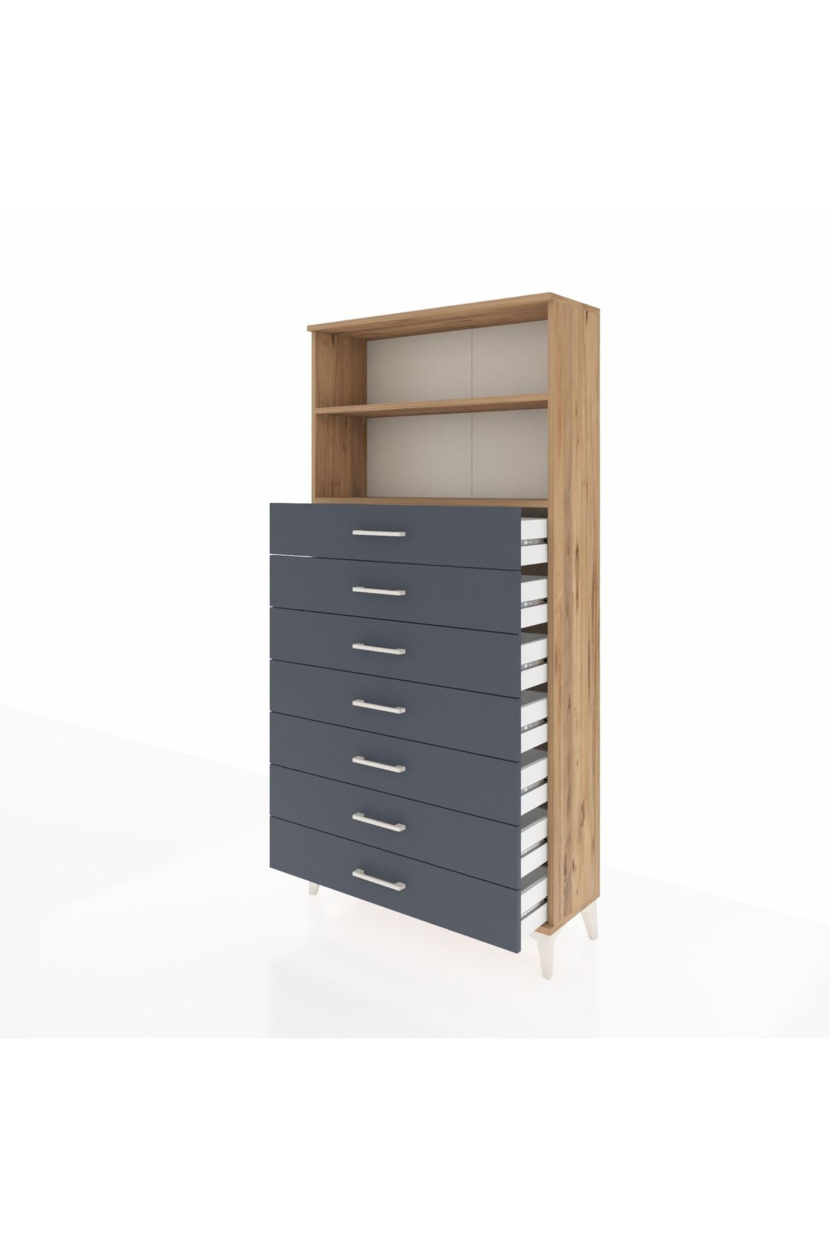 Arges Dolap 2 Raflı 7 Çekmeceli 88x30x182 - S24M033V8A
