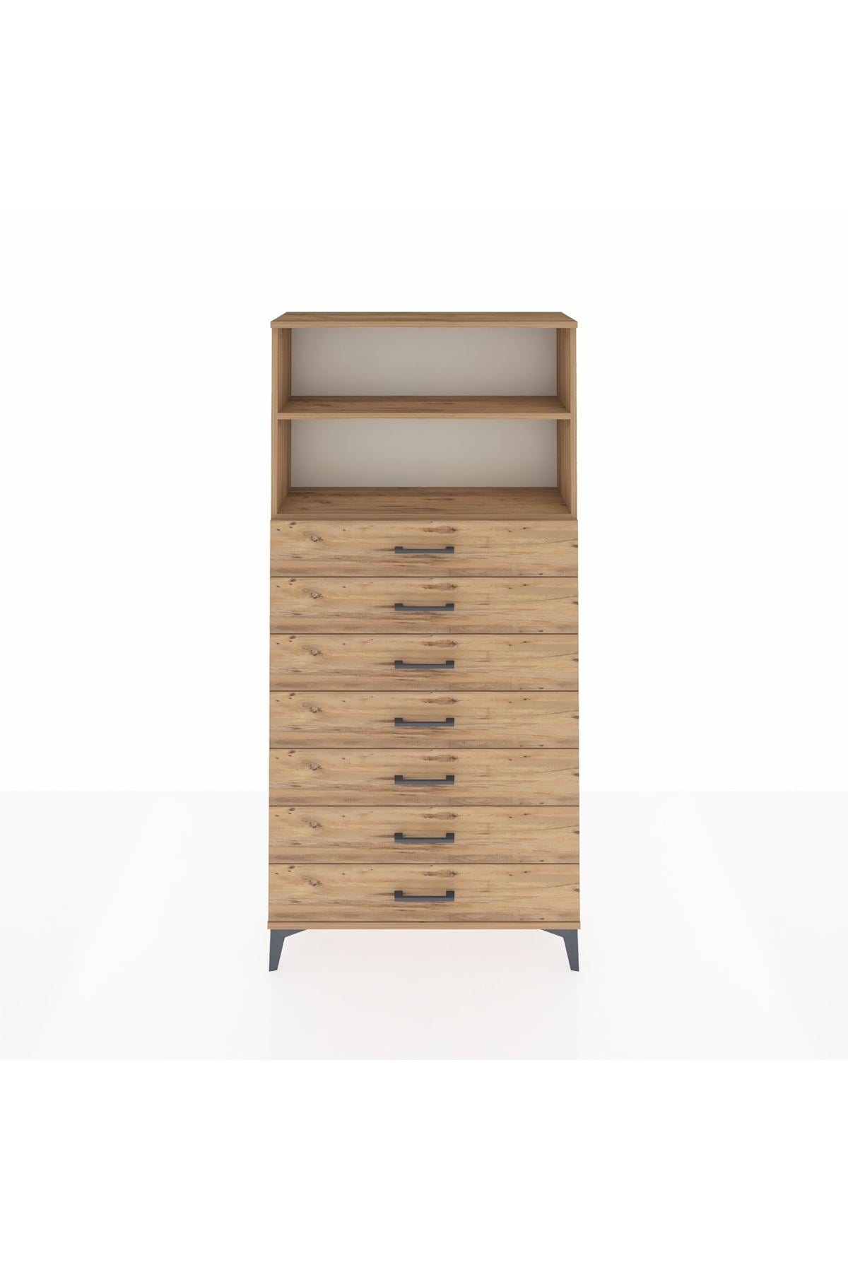 Arges Dolap 2 Raflı 7 Çekmeceli 88x30x182 - S24M033V9A