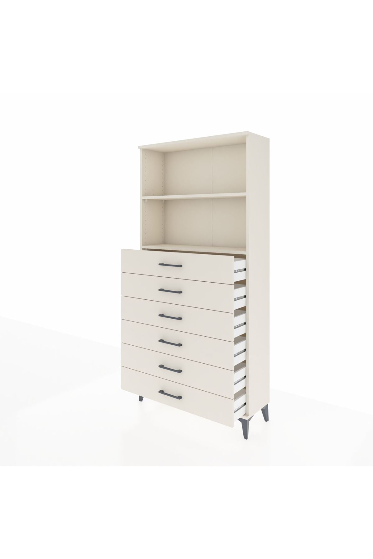 Arges Dolap 2 Raflı 6 Çekmeceli 88x30x182 - S24M034V1A