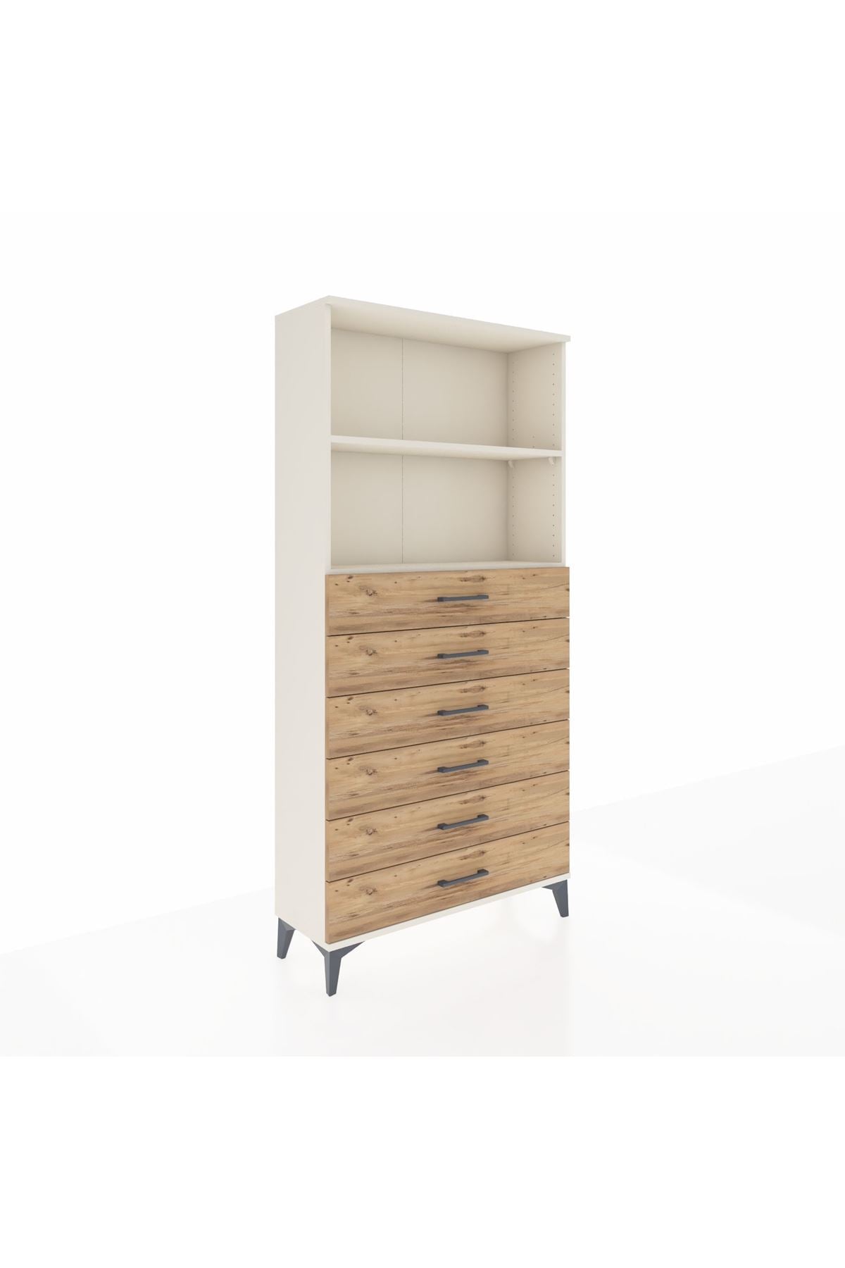 Arges Dolap 2 Raflı 6 Çekmeceli 88x30x182 - S24M034V3A