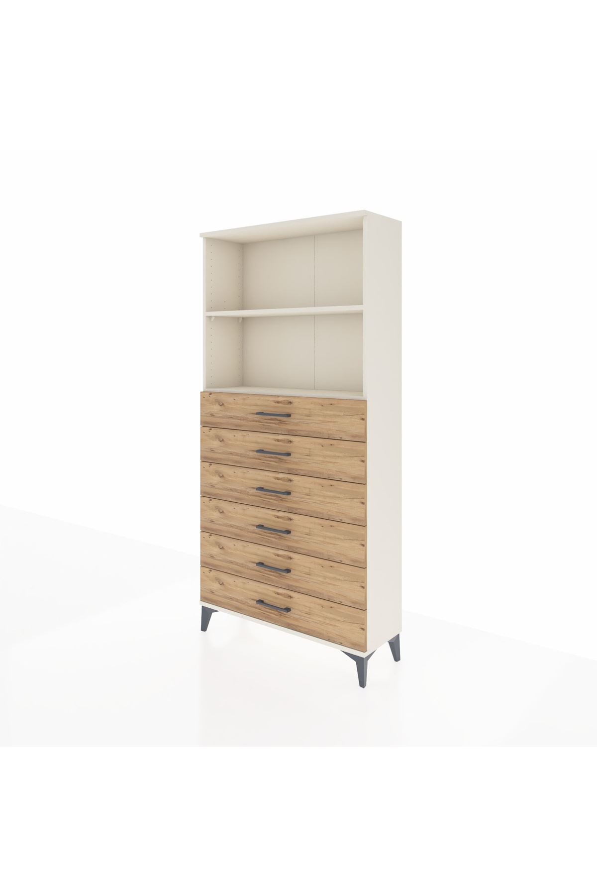 Arges Dolap 2 Raflı 6 Çekmeceli 88x30x182 - S24M034V3A