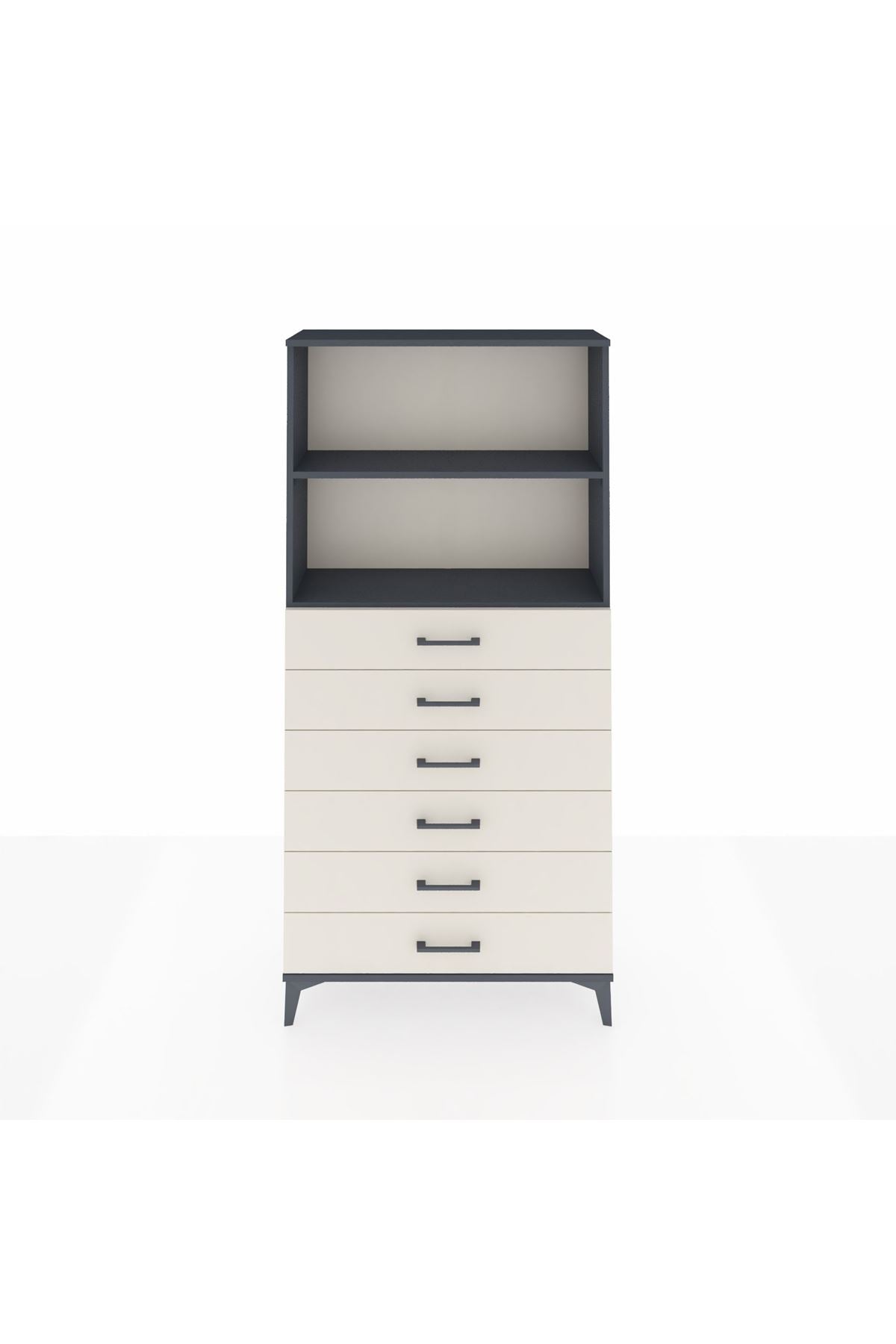 Arges Dolap 2 Raflı 6 Çekmeceli 88x30x182 - S24M034V4A