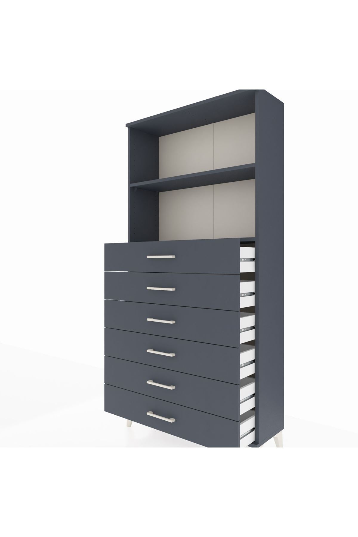 Arges Dolap 2 Raflı 6 Çekmeceli 88x30x182 - S24M034V5A