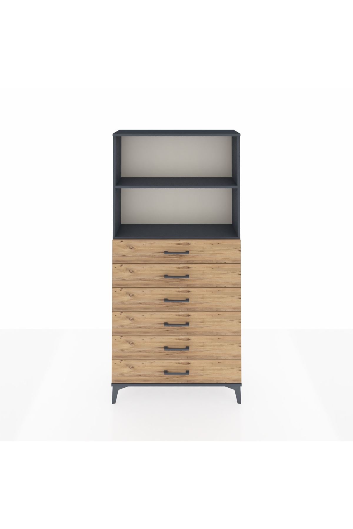 Arges Dolap 2 Raflı 6 Çekmeceli 88x30x182 - S24M034V6A