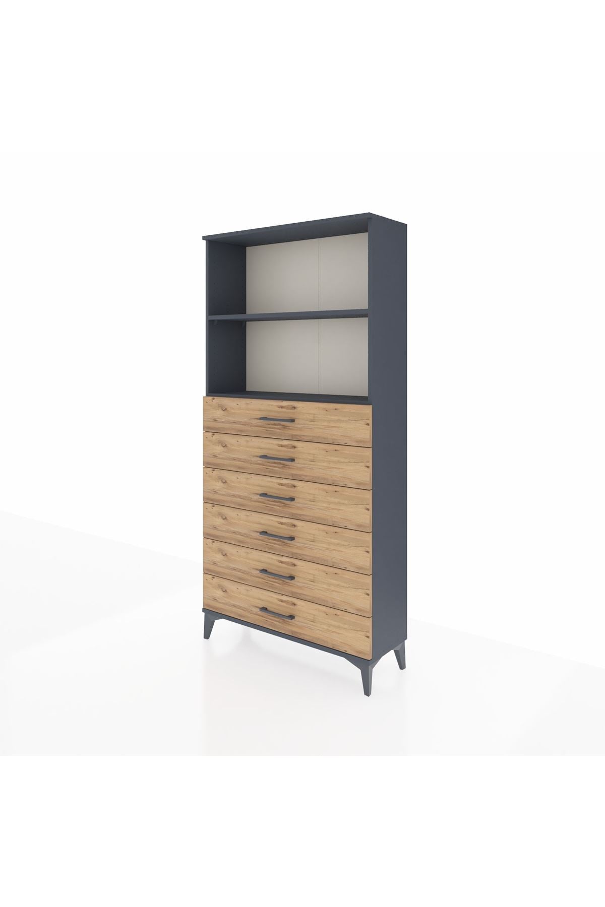 Arges Dolap 2 Raflı 6 Çekmeceli 88x30x182 - S24M034V6A