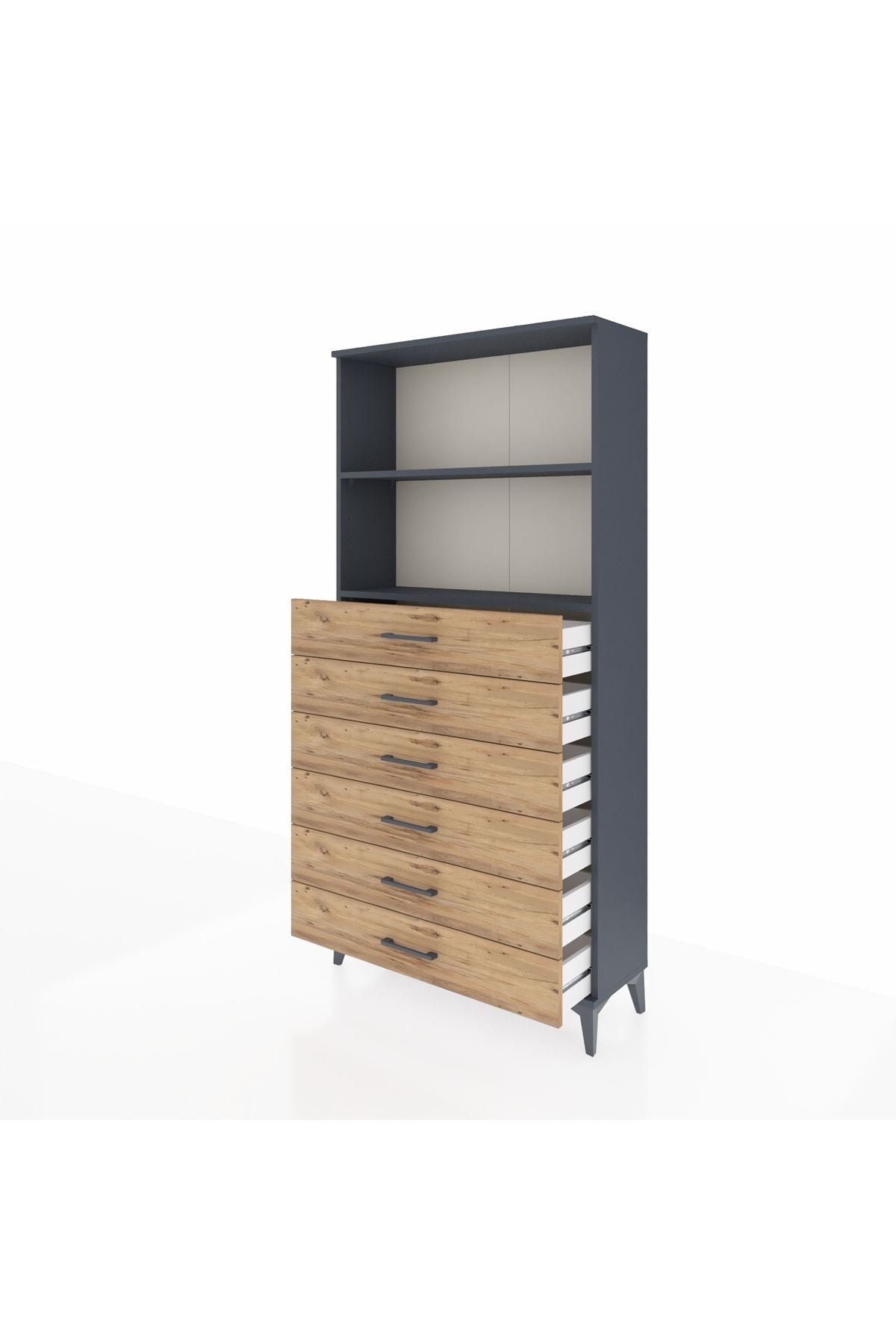 Arges Dolap 2 Raflı 6 Çekmeceli 88x30x182 - S24M034V6A