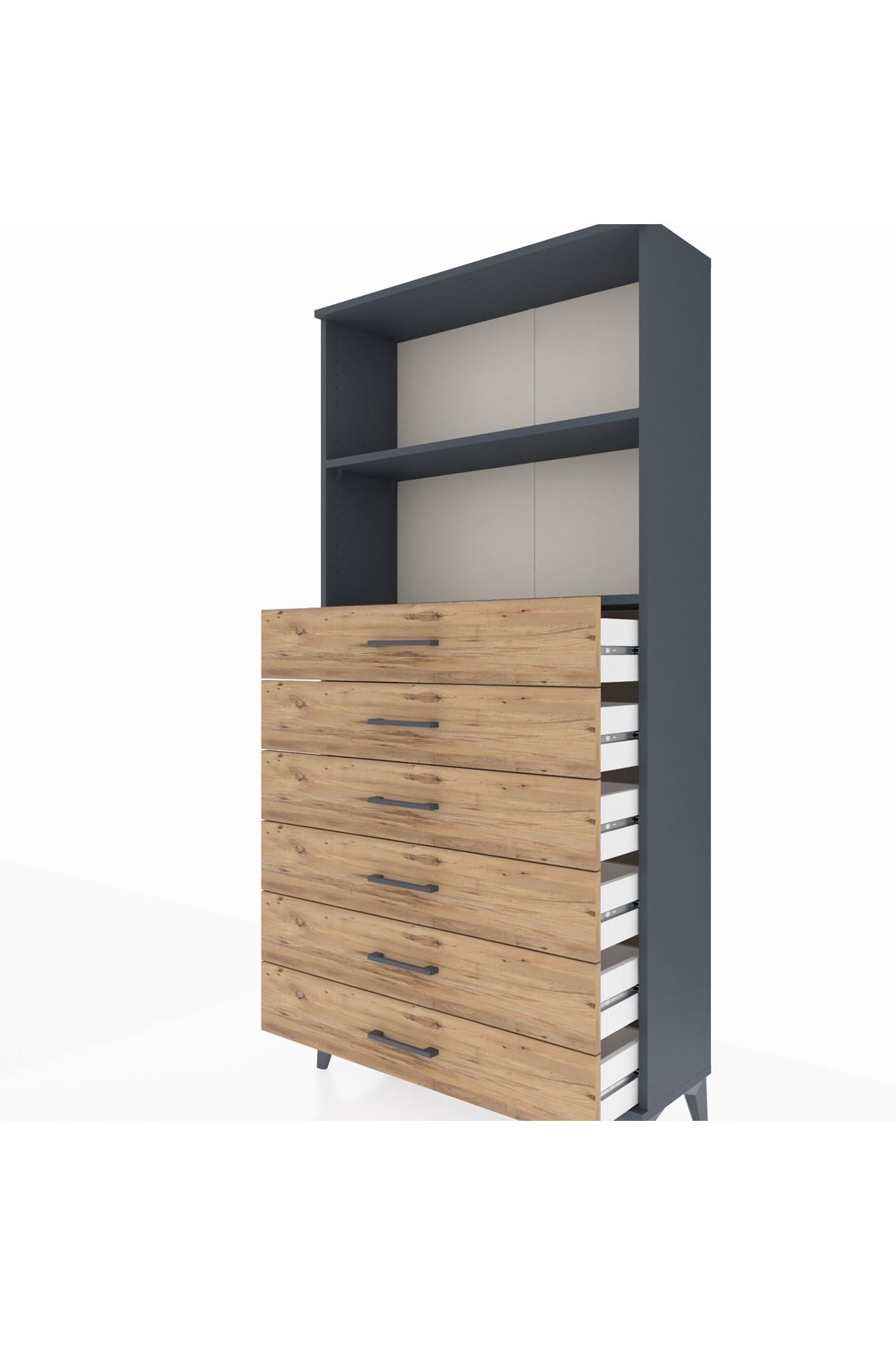 Arges Dolap 2 Raflı 6 Çekmeceli 88x30x182 - S24M034V6A