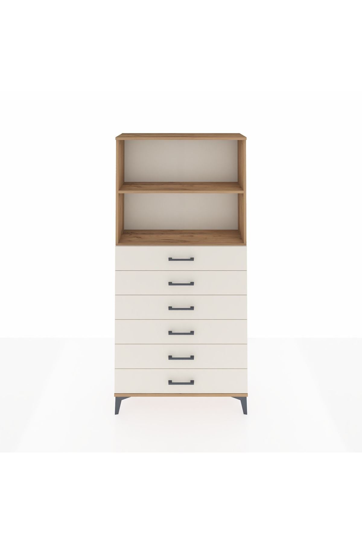 Arges Dolap 2 Raflı 6 Çekmeceli 88x30x182 - S24M034V7A