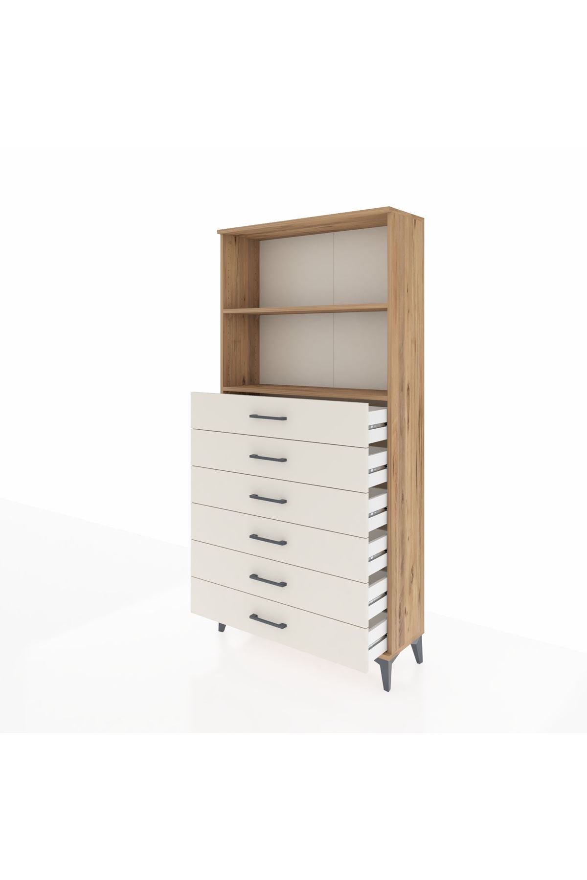 Arges Dolap 2 Raflı 6 Çekmeceli 88x30x182 - S24M034V7A