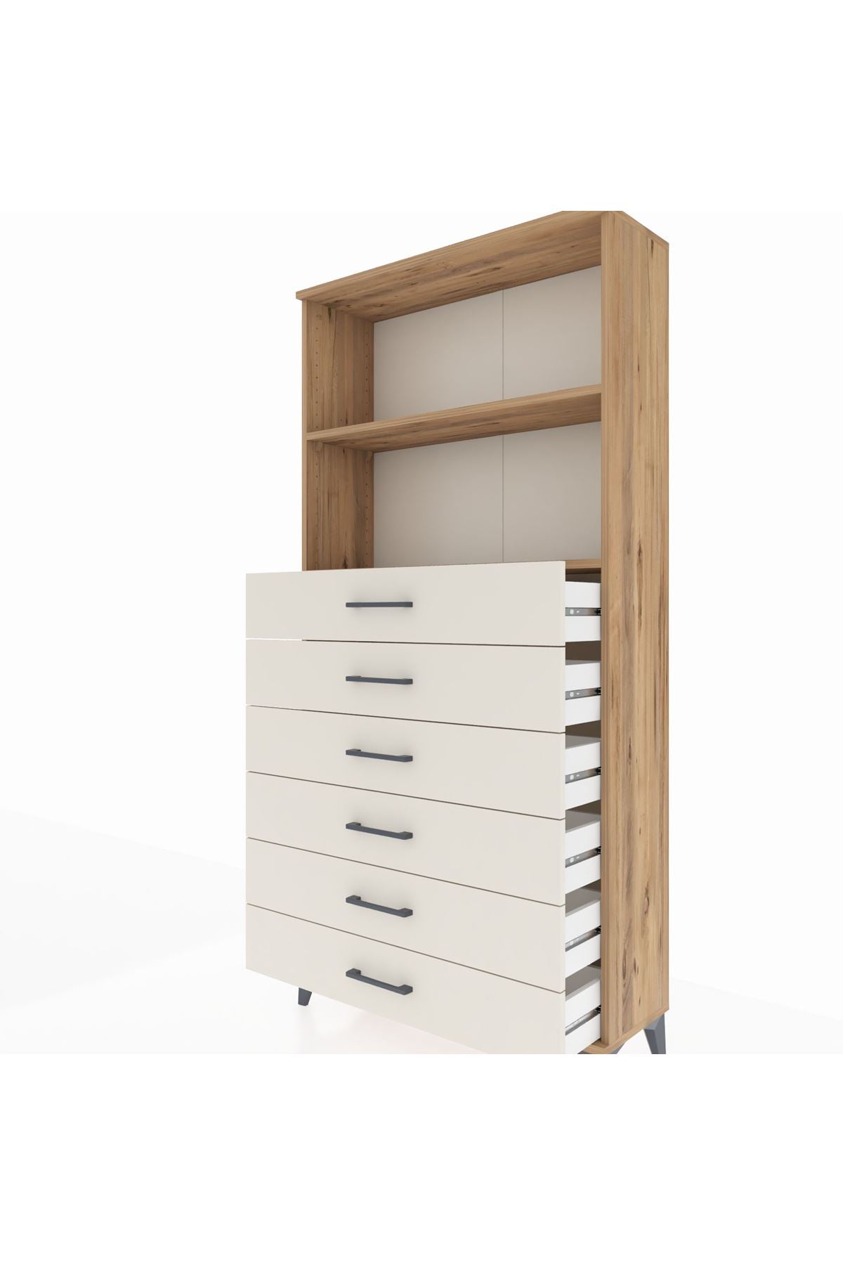Arges Dolap 2 Raflı 6 Çekmeceli 88x30x182 - S24M034V7A