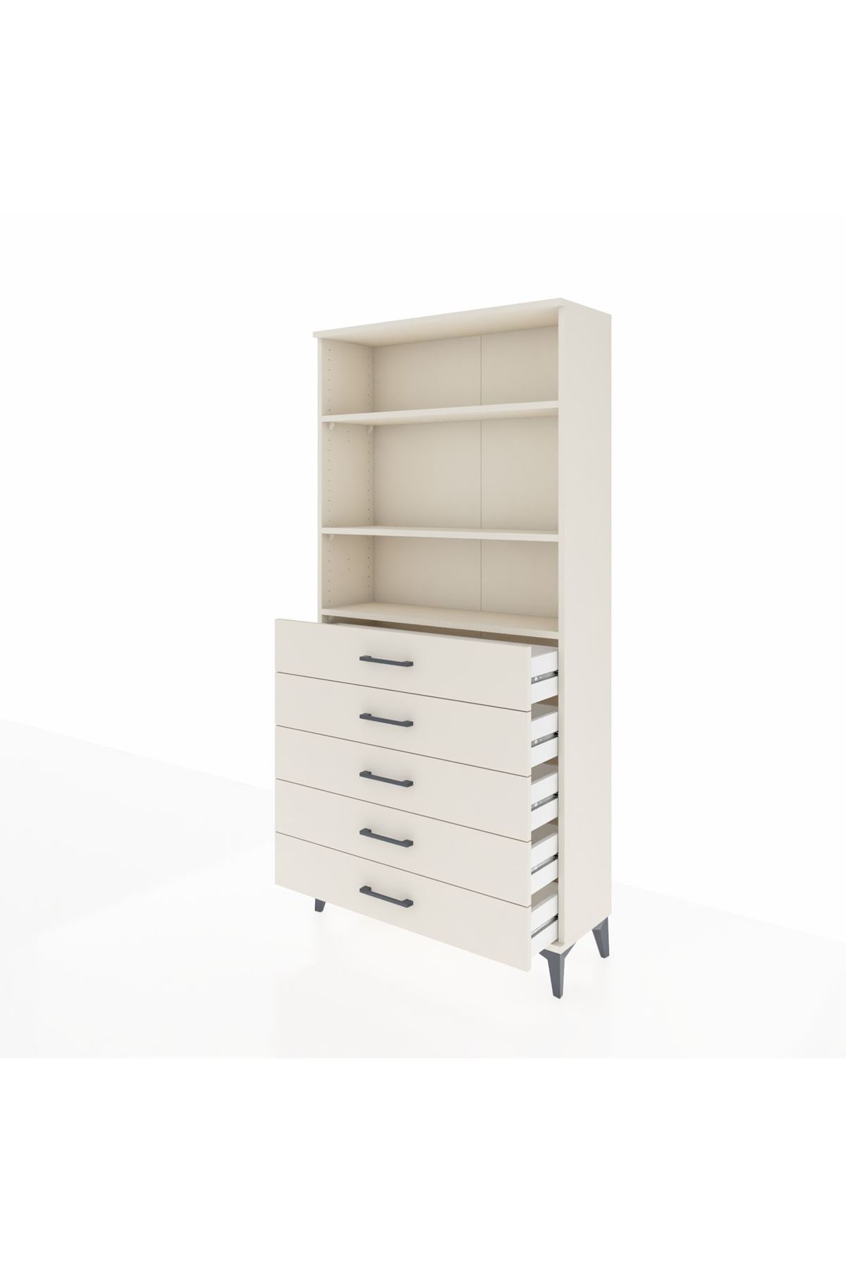 Arges Dolap 3 Raflı 5 Çekmeceli 88x30x182 - S24M035V1A