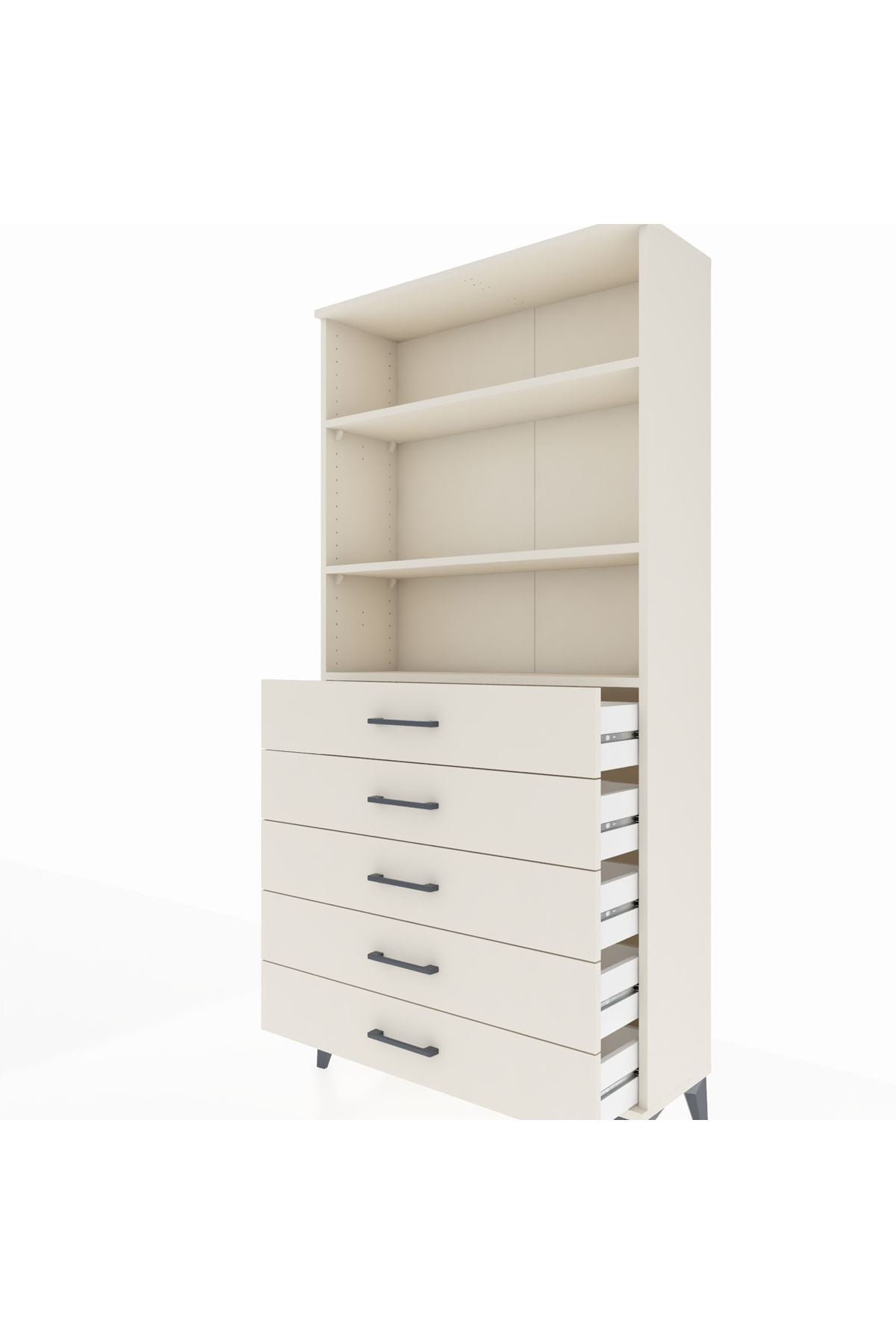 Arges Dolap 3 Raflı 5 Çekmeceli 88x30x182 - S24M035V1A