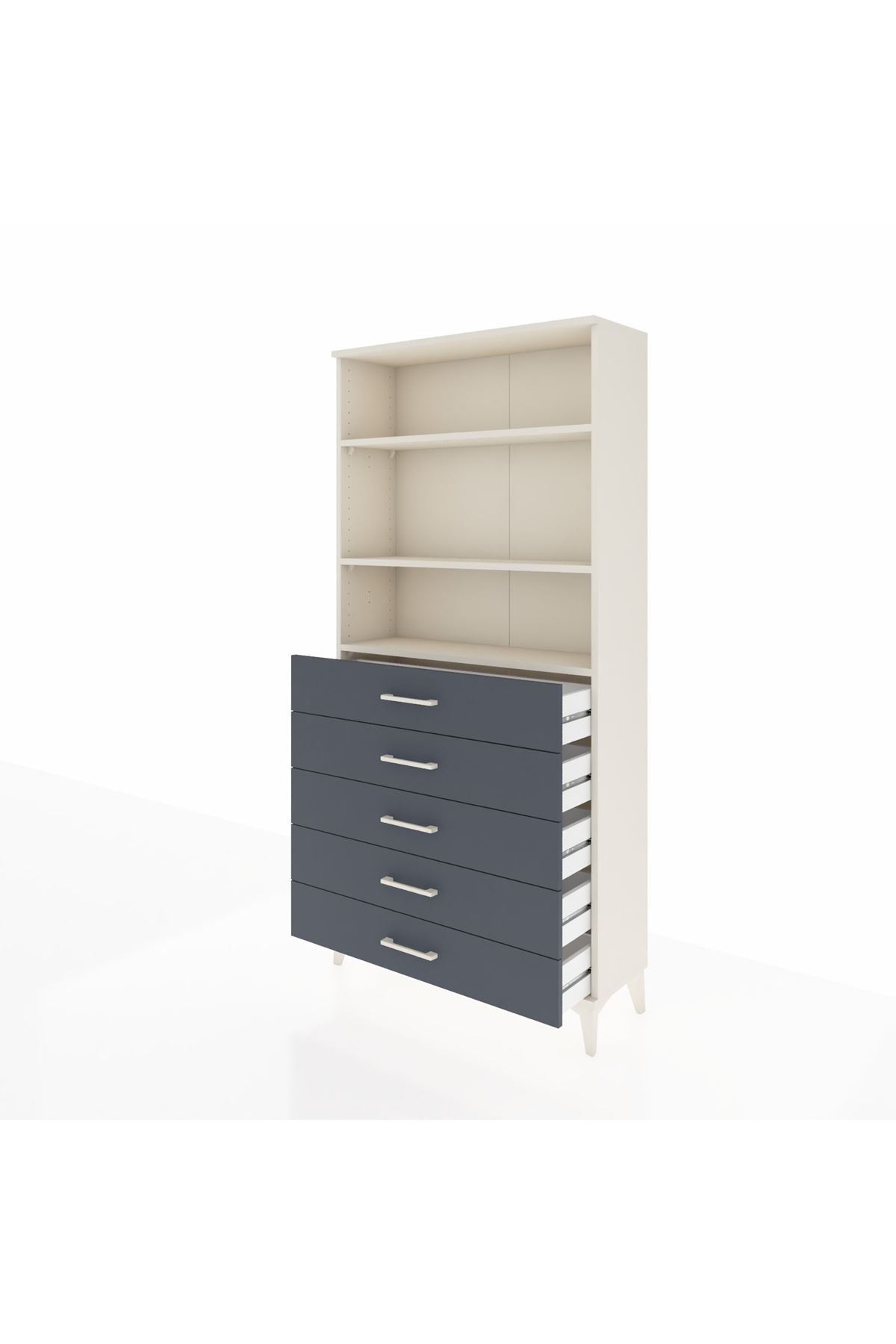 Arges Dolap 3 Raflı 5 Çekmeceli 88x30x182 - S24M035V2A
