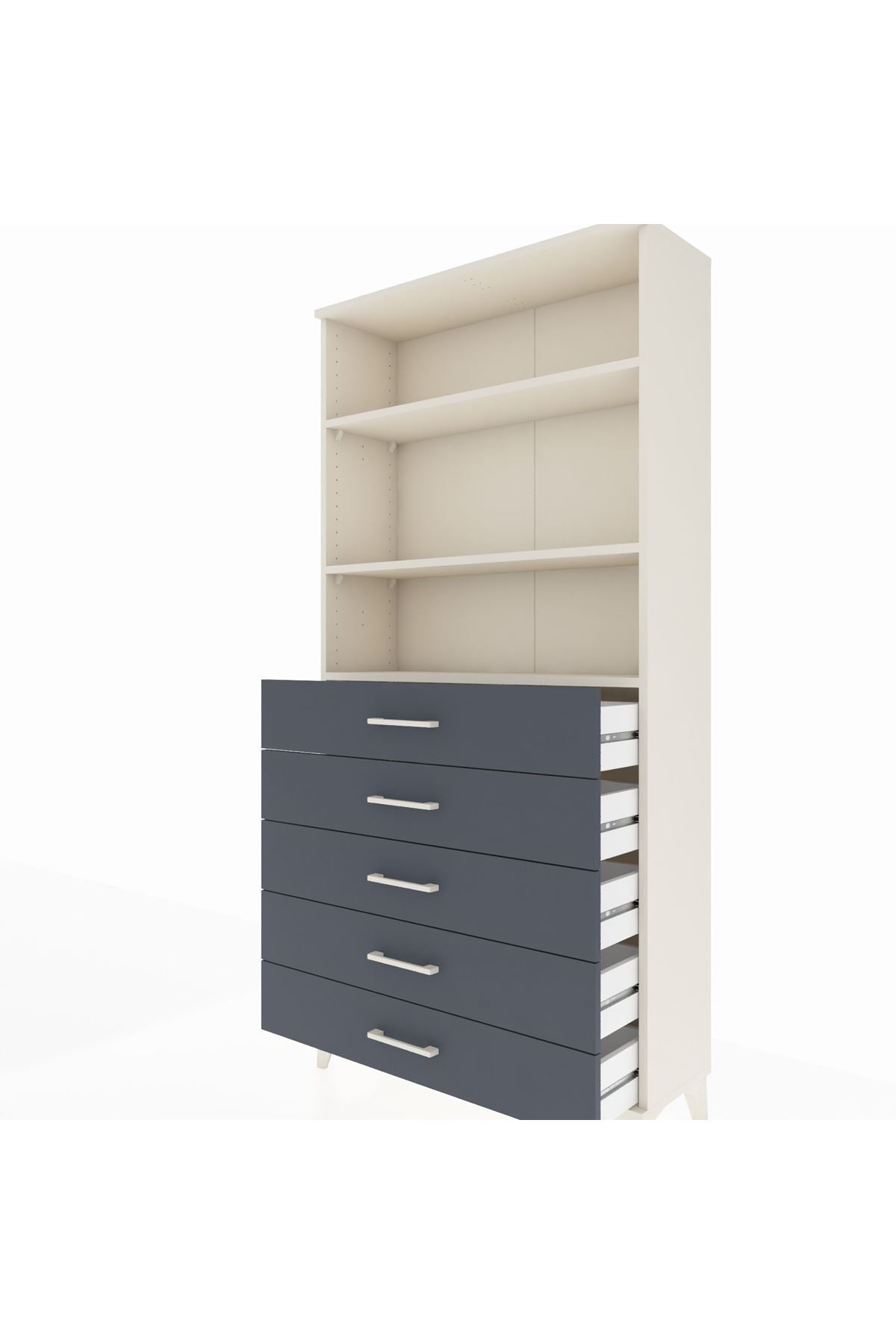 Arges Dolap 3 Raflı 5 Çekmeceli 88x30x182 - S24M035V2A