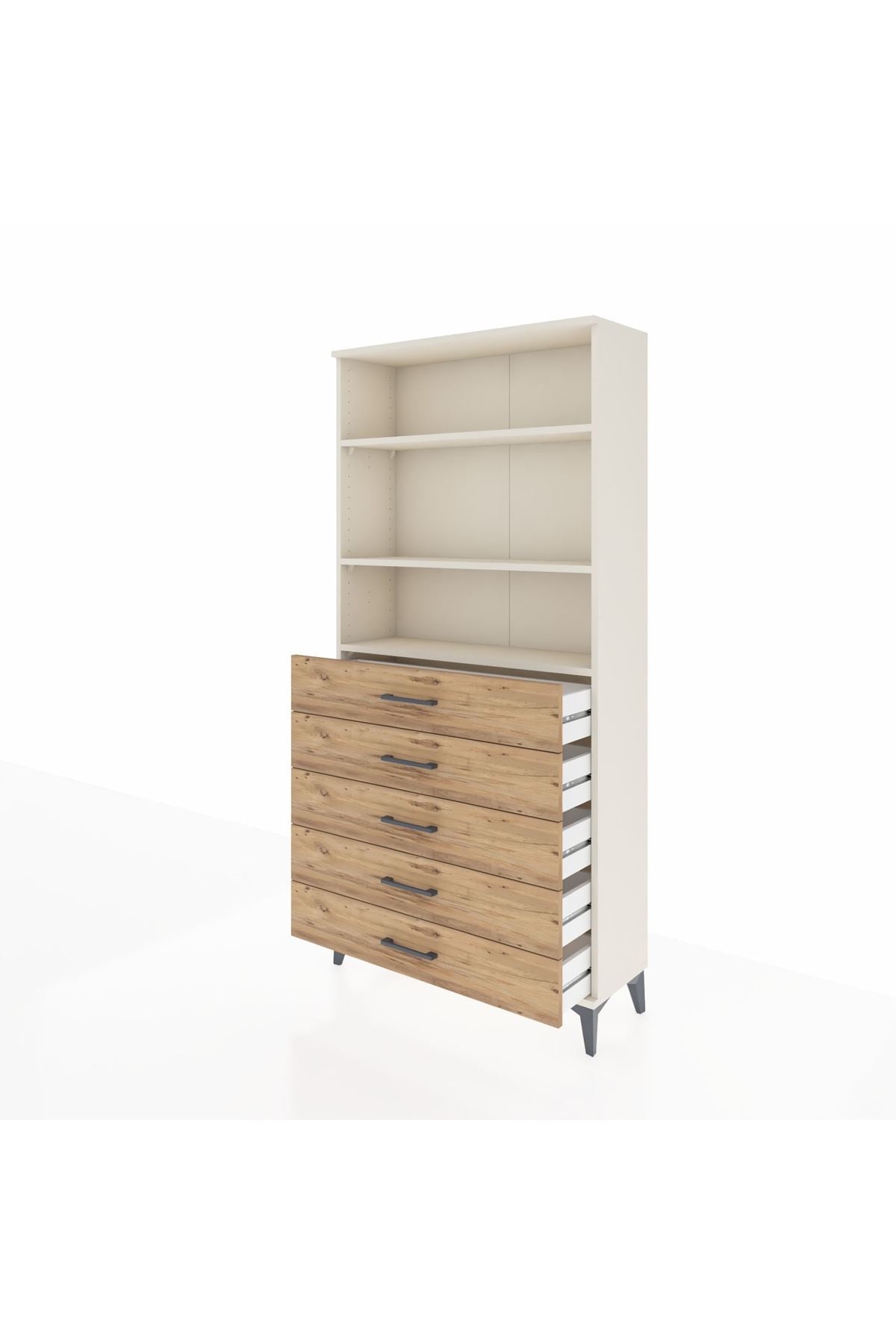 Arges Dolap 3 Raflı 5 Çekmeceli 88x30x182 - S24M035V3A