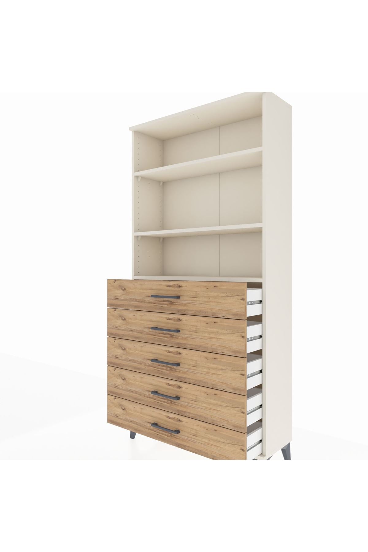 Arges Dolap 3 Raflı 5 Çekmeceli 88x30x182 - S24M035V3A