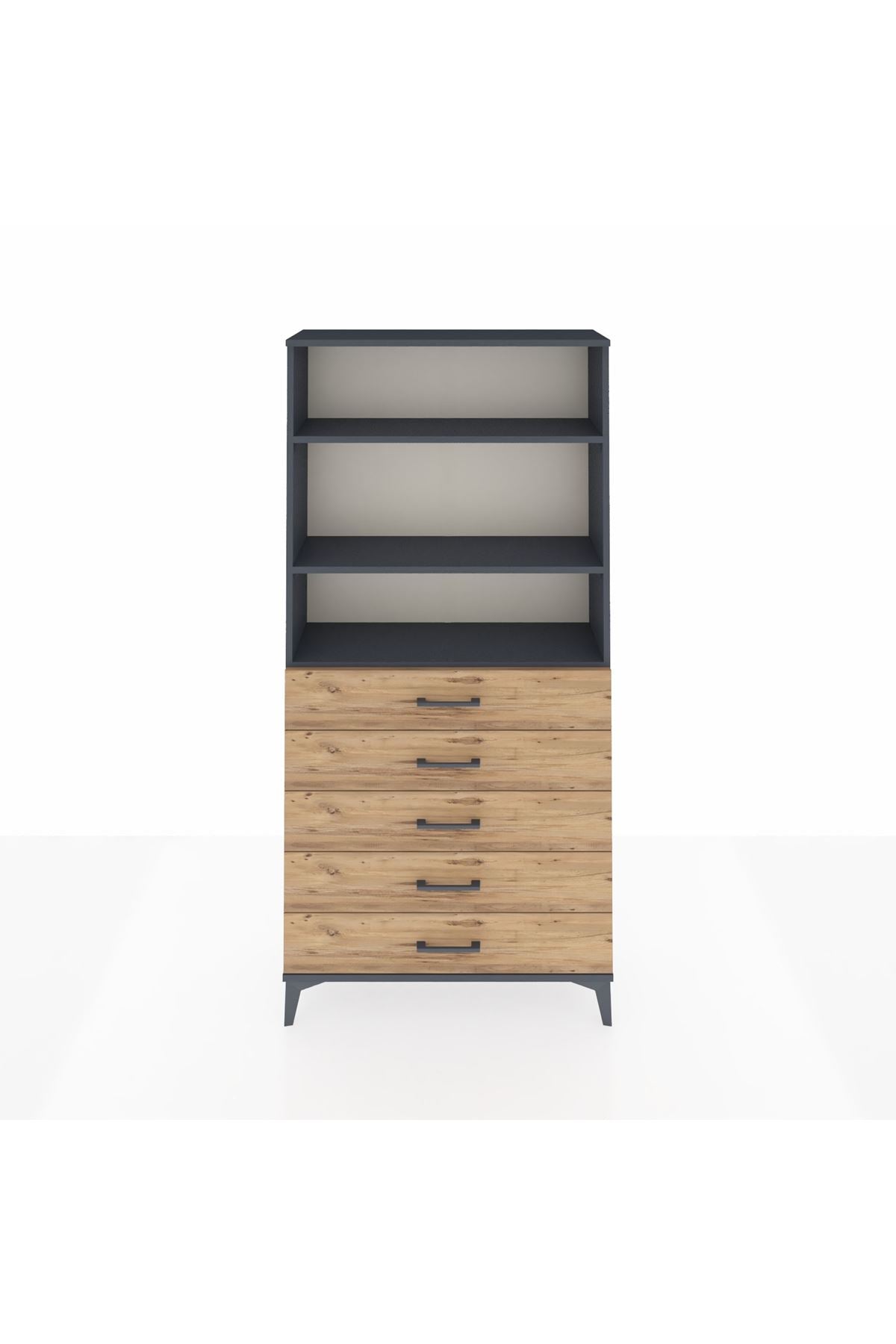 Arges Dolap 3 Raflı 5 Çekmeceli 88x30x182 - S24M035V6A