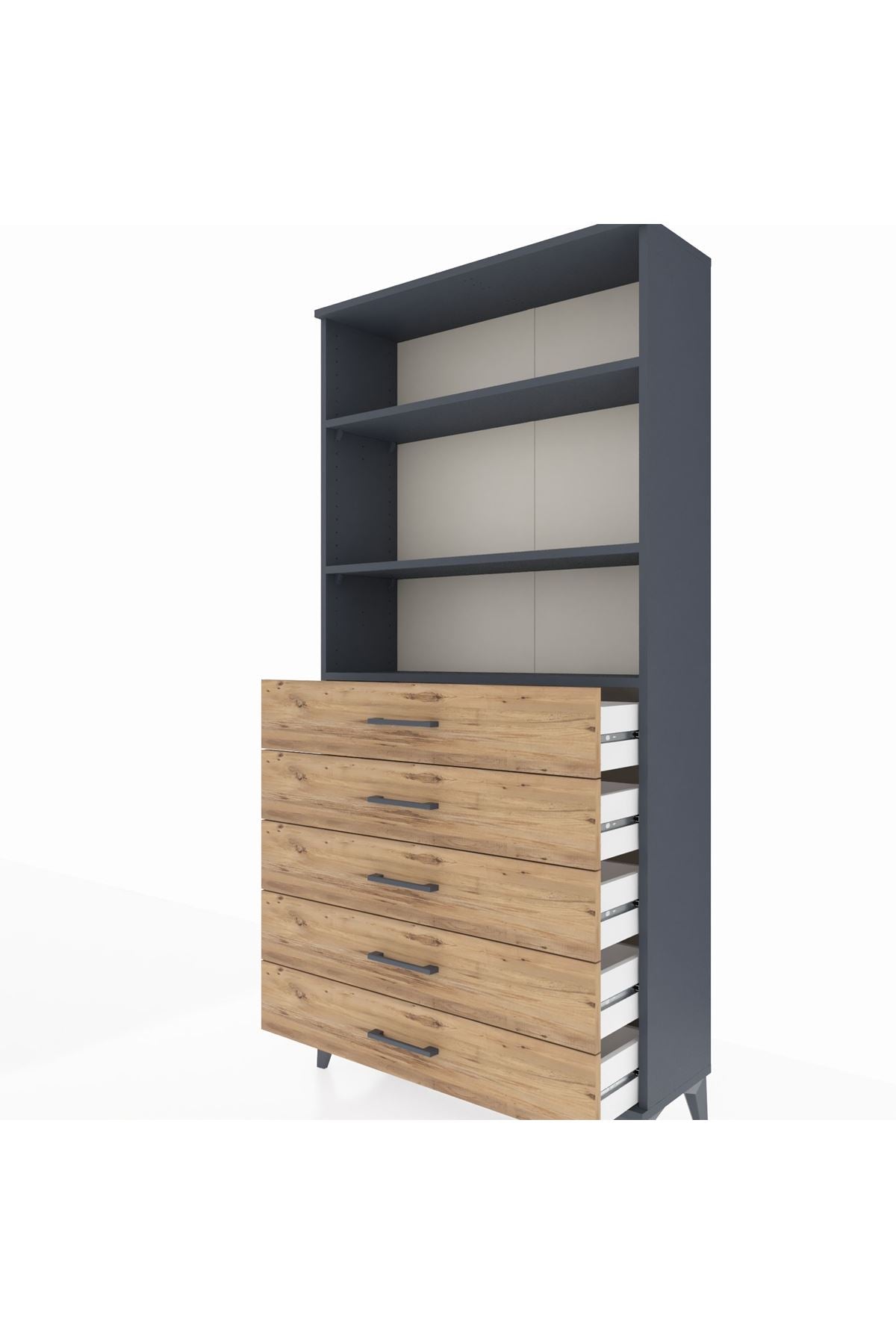 Arges Dolap 3 Raflı 5 Çekmeceli 88x30x182 - S24M035V6A