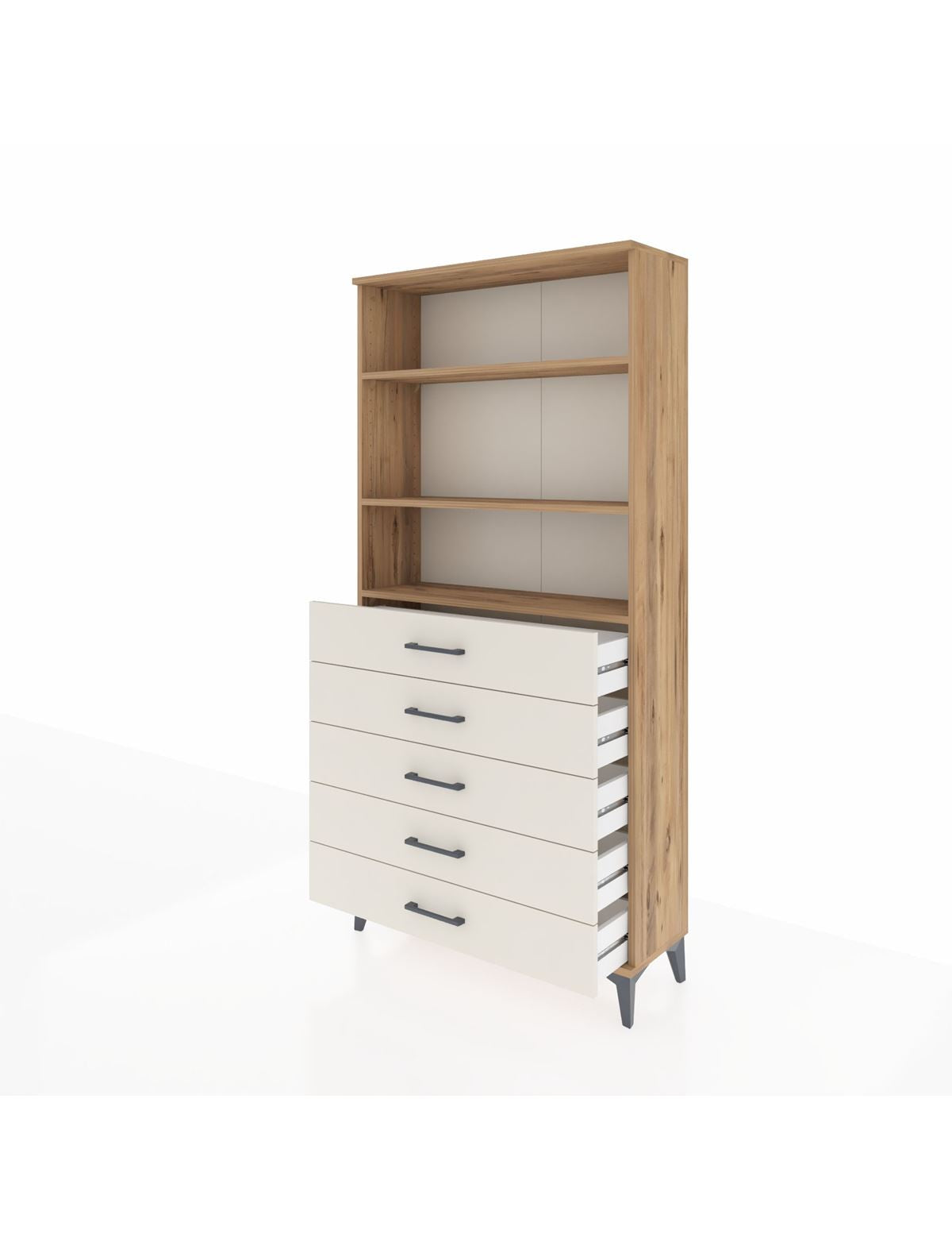 Arges Dolap 3 Raflı 5 Çekmeceli 88x30x182 - S24M035V7A