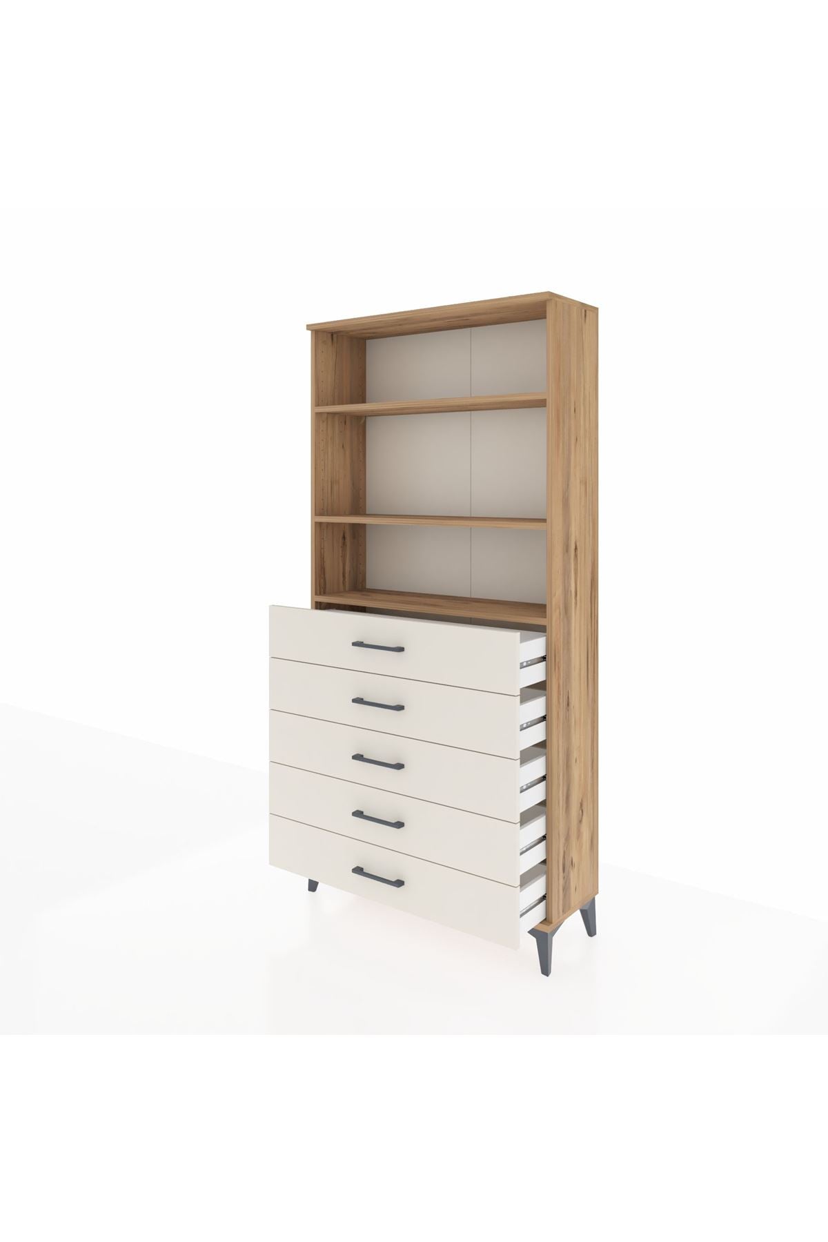 Arges Dolap 3 Raflı 5 Çekmeceli 88x30x182 - S24M035V7A