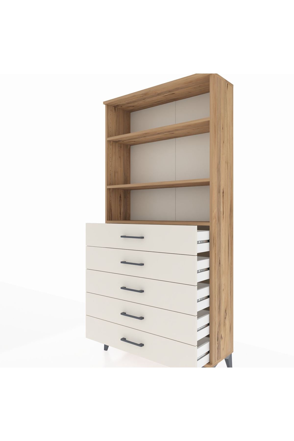 Arges Dolap 3 Raflı 5 Çekmeceli 88x30x182 - S24M035V7A