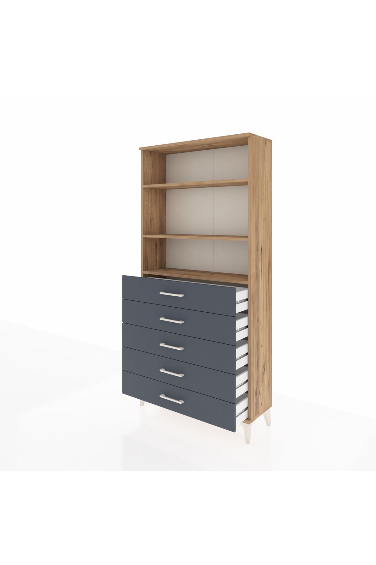 Arges Dolap 3 Raflı 5 Çekmeceli 88x30x182 - S24M035V8A