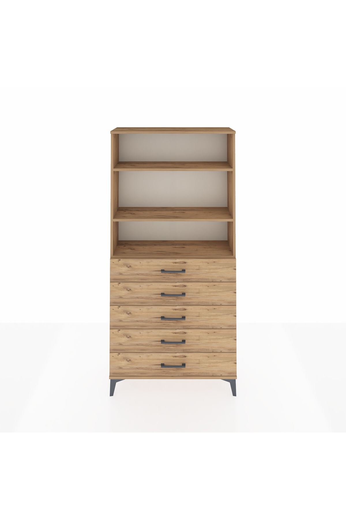 Arges Dolap 3 Raflı 5 Çekmeceli 88x30x182 - S24M035V9A