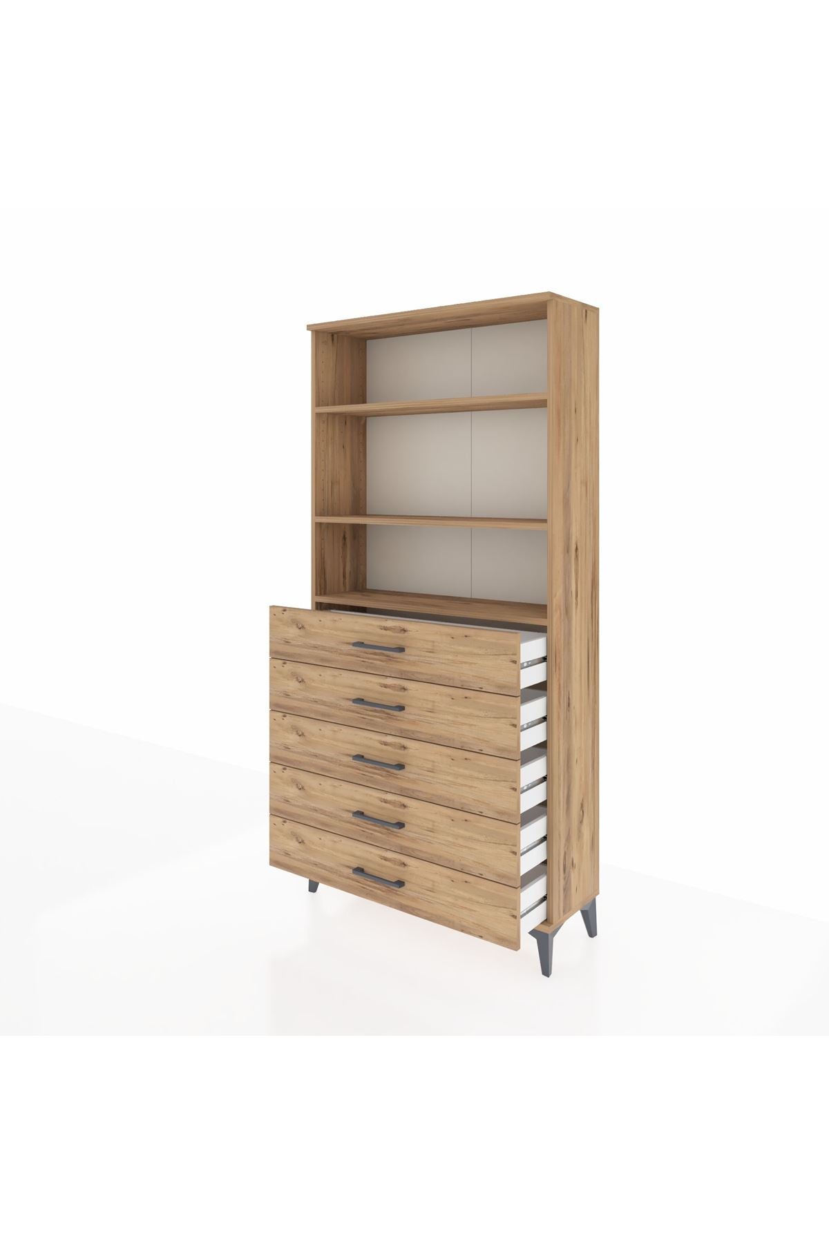 Arges Dolap 3 Raflı 5 Çekmeceli 88x30x182 - S24M035V9A