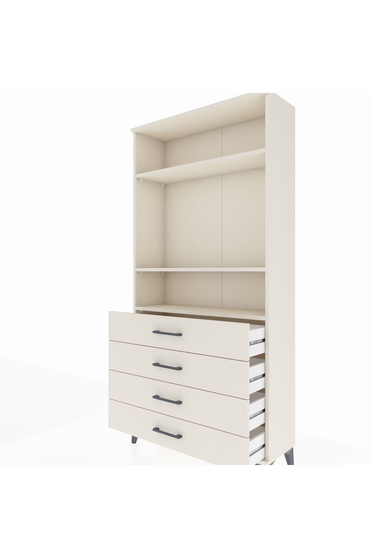 Arges Dolap 3 Raflı 4 Çekmeceli 88x30x182 - S24M036V1A