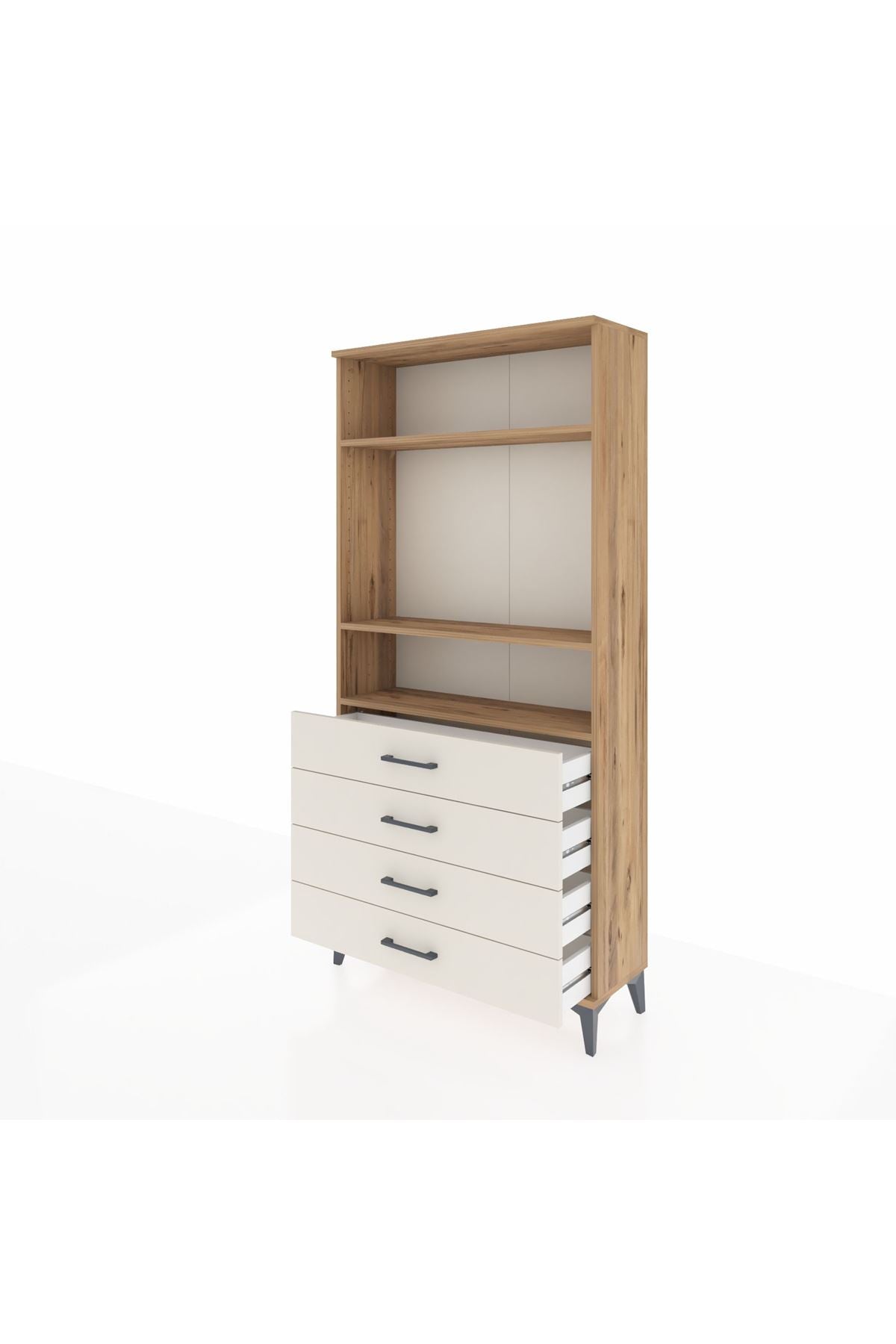 Arges Dolap 3 Raflı 4 Çekmeceli 88x30x182 - S24M036V7A