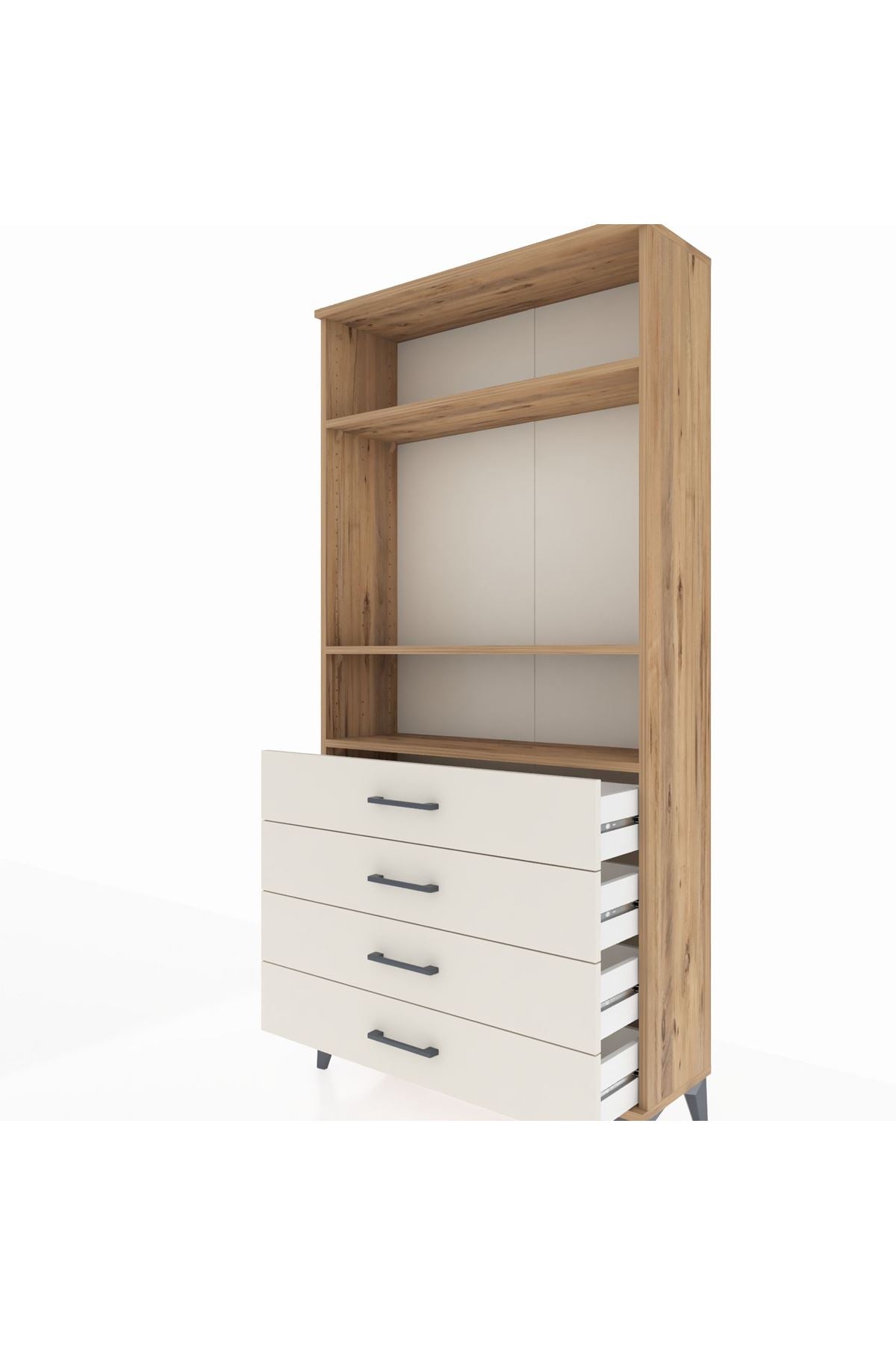 Arges Dolap 3 Raflı 4 Çekmeceli 88x30x182 - S24M036V7A