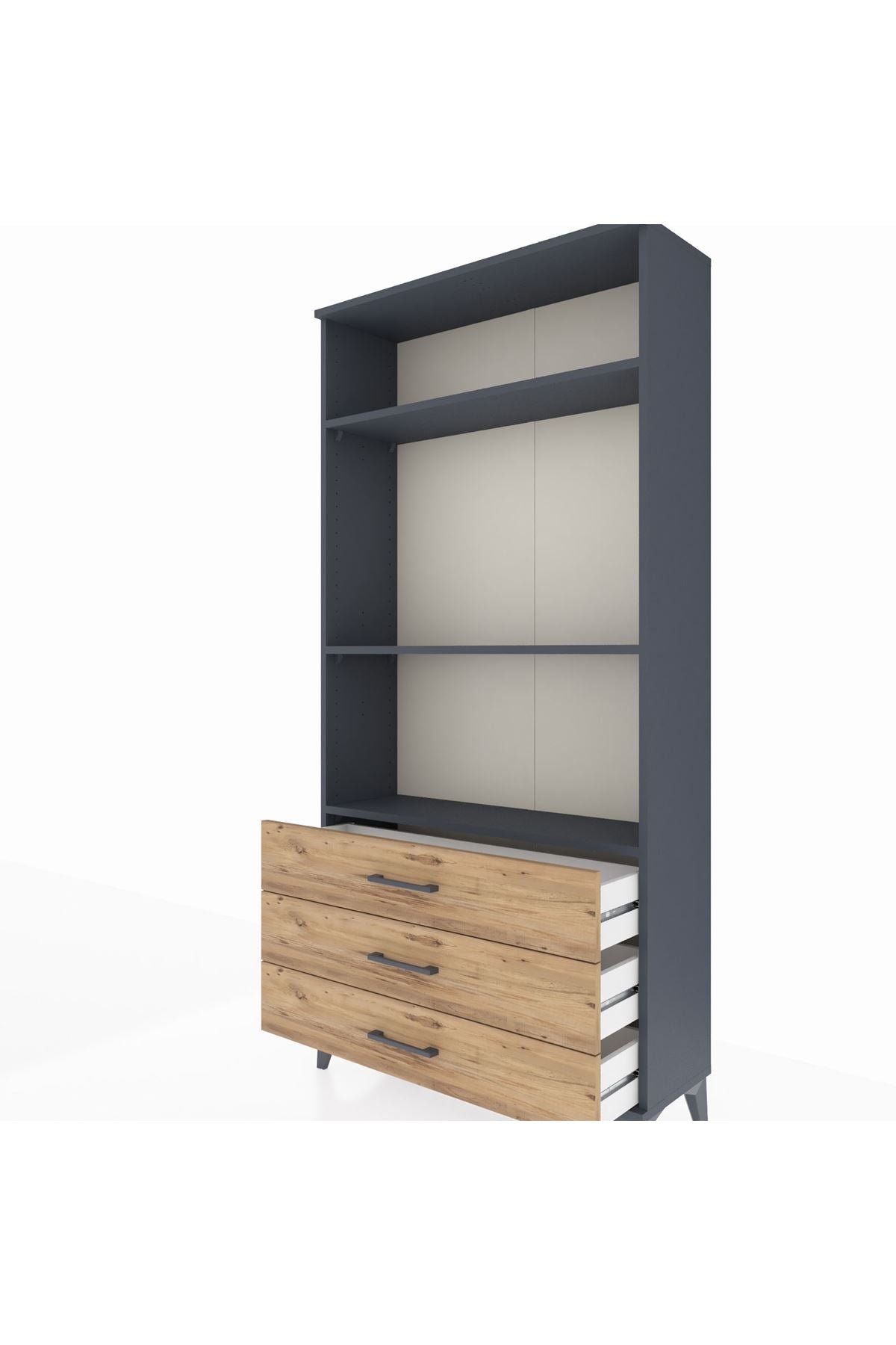Arges Dolap 3 Raflı 3 Çekmeceli 88x30x182 - S24M037V6A