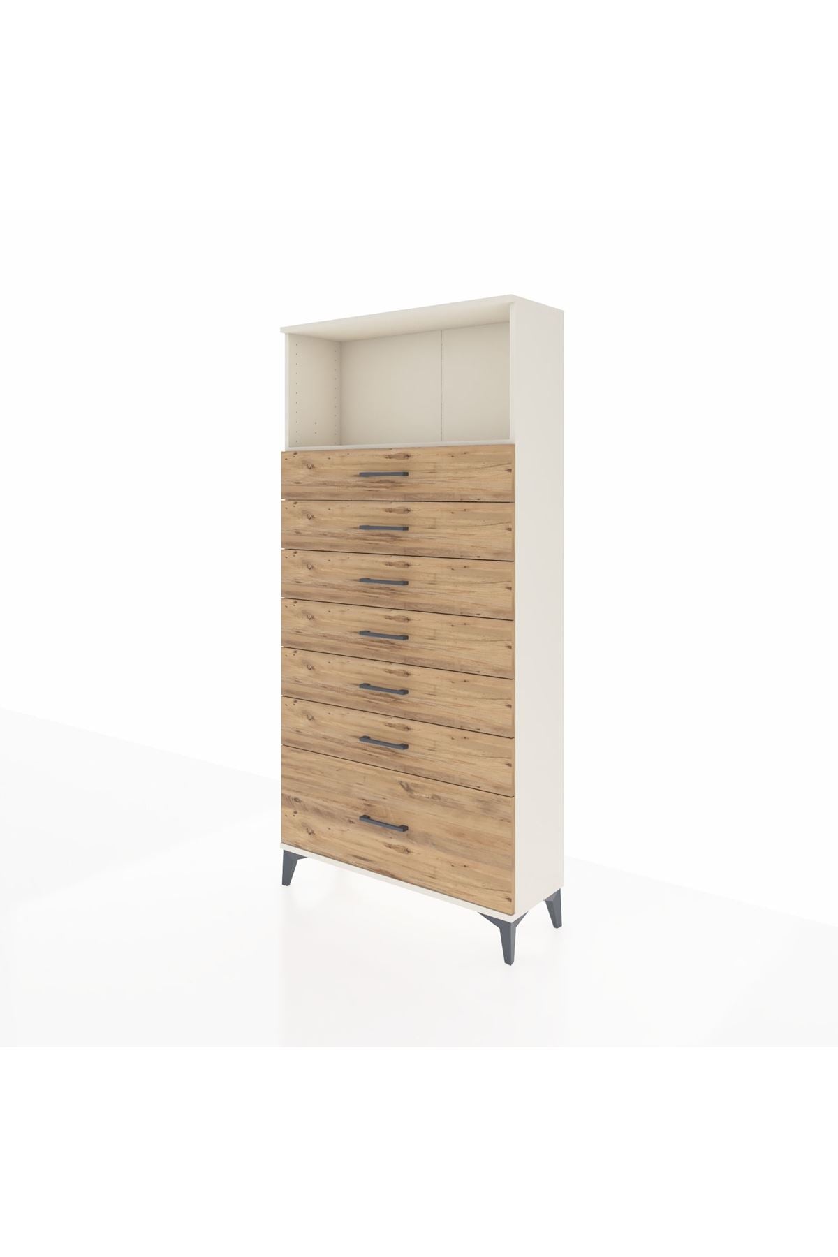 Arges Dolap Tek Raflı 7 Çekmeceli 88x30x182 - S24M038V3A
