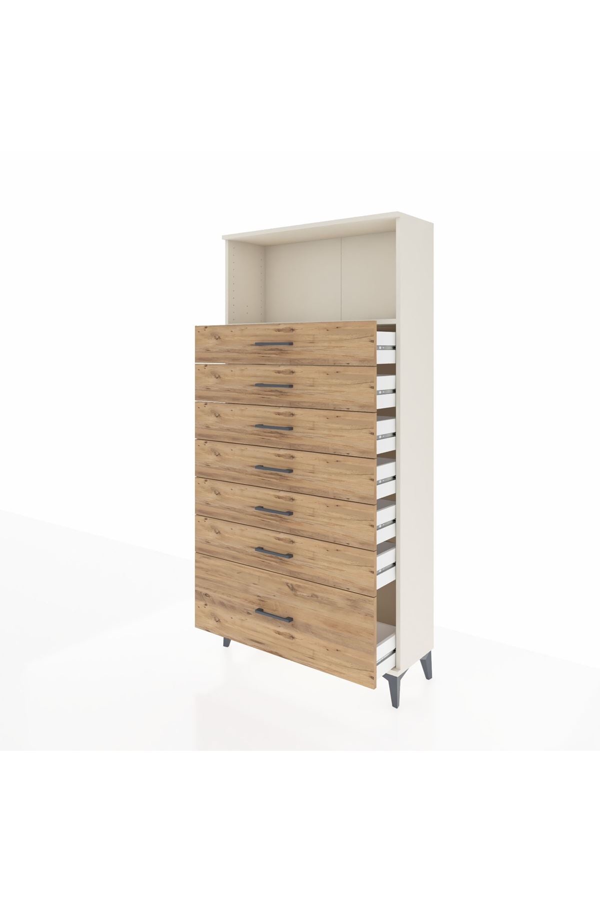 Arges Dolap Tek Raflı 7 Çekmeceli 88x30x182 - S24M038V3A