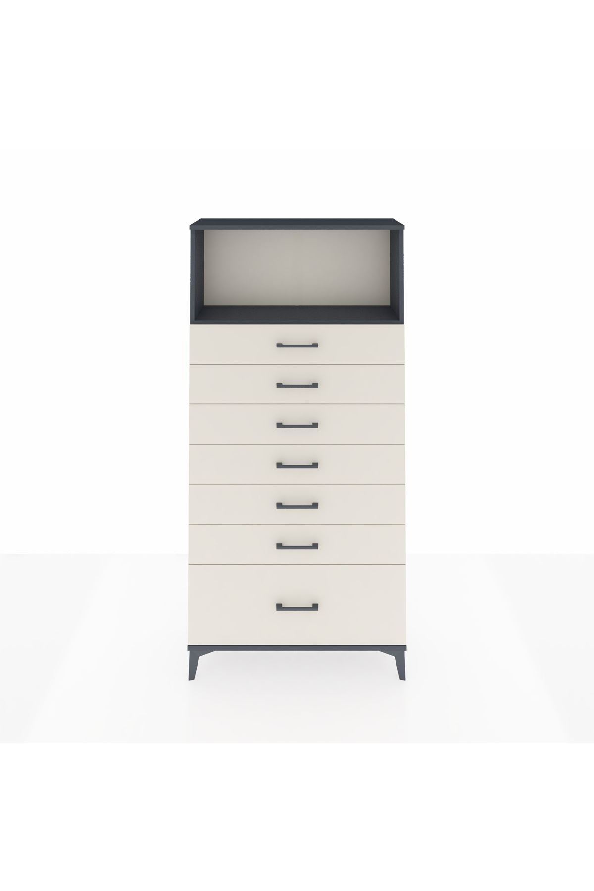 Arges Dolap Tek Raflı 7 Çekmeceli 88x30x182 - S24M038V4A