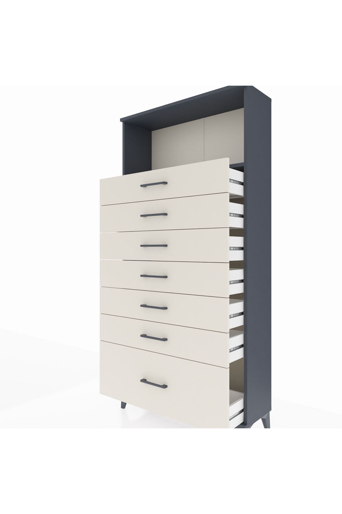 Arges Dolap Tek Raflı 7 Çekmeceli 88x30x182 - S24M038V4A