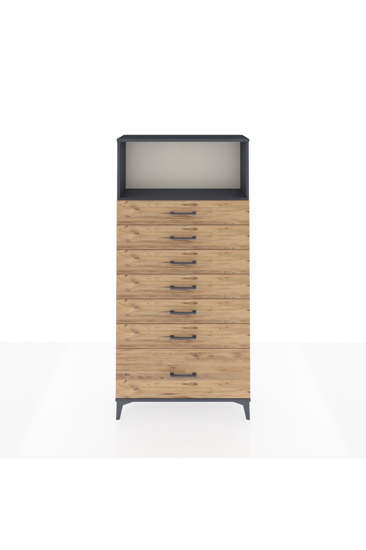 Arges Dolap Tek Raflı 7 Çekmeceli 88x30x182 - S24M038V6A