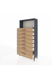 Arges Dolap Tek Raflı 7 Çekmeceli 88x30x182 - S24M038V6A