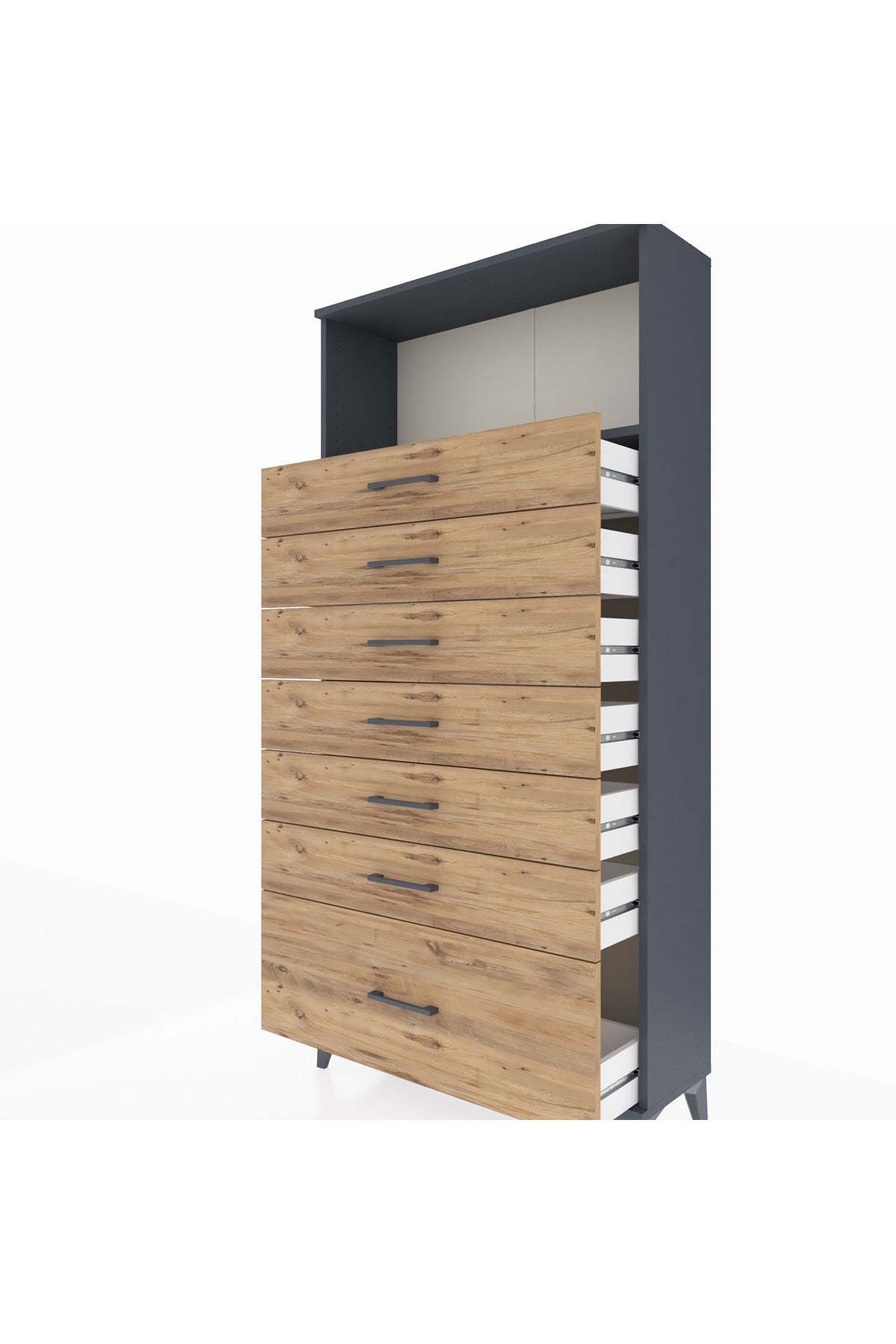 Arges Dolap Tek Raflı 7 Çekmeceli 88x30x182 - S24M038V6A