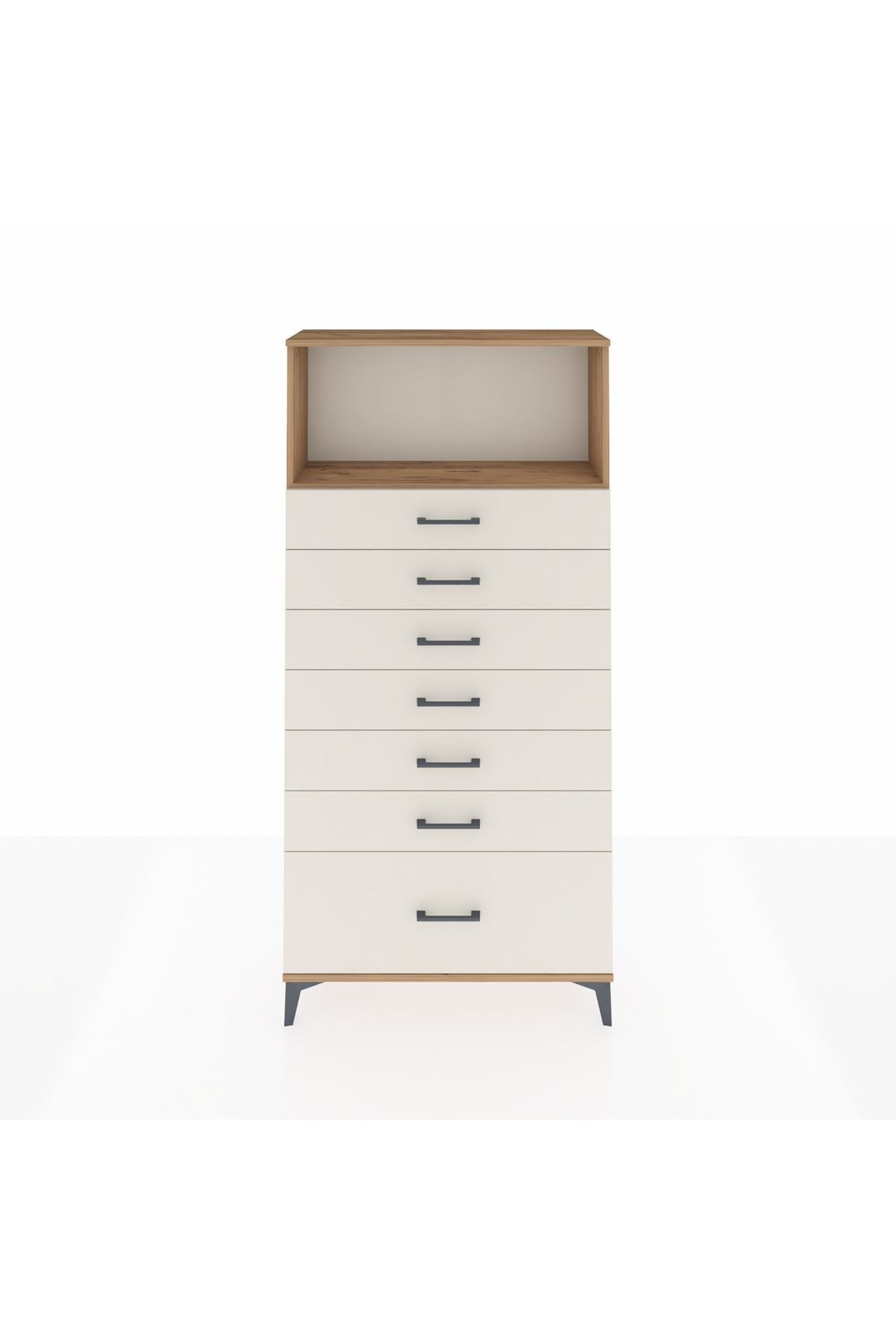 Arges Dolap Tek Raflı 7 Çekmeceli 88x30x182 - S24M038V7A