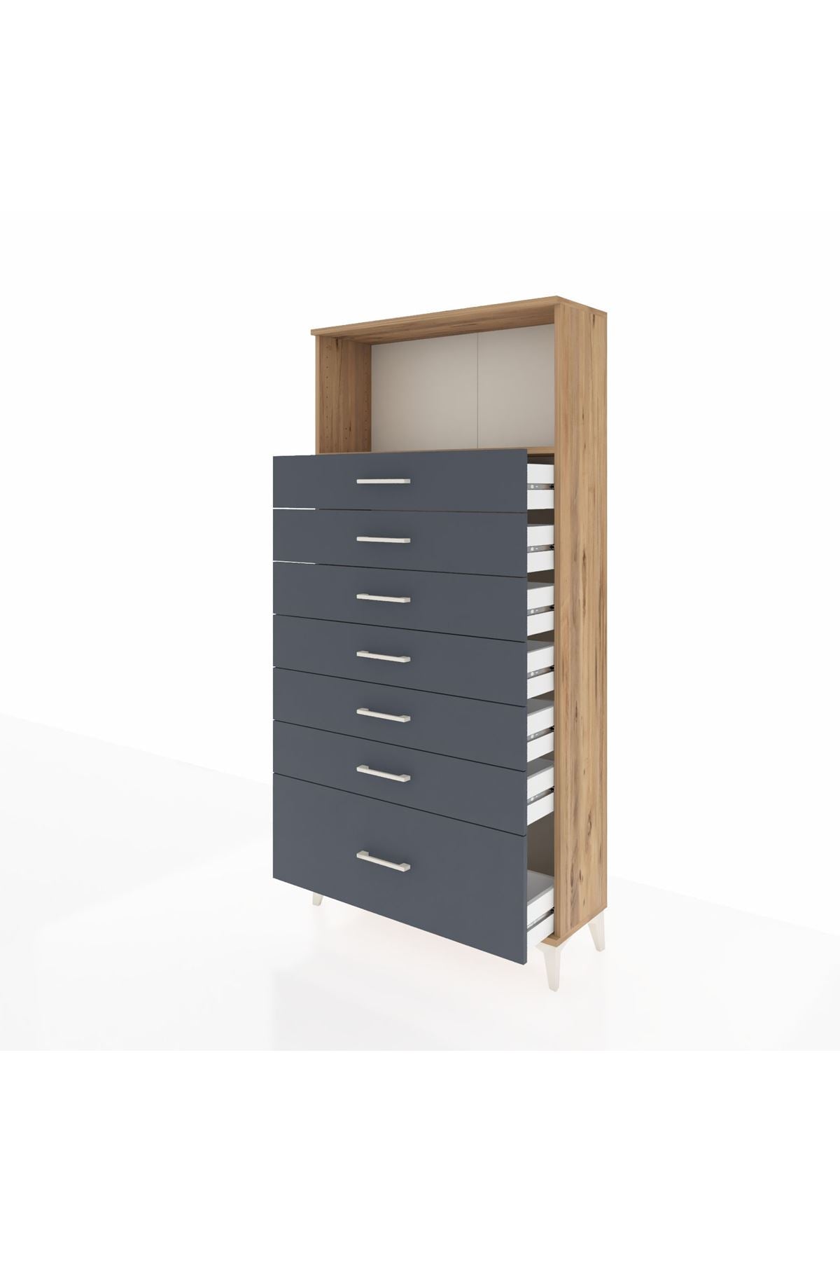Arges Dolap Tek Raflı 7 Çekmeceli 88x30x182 - S24M038V8A