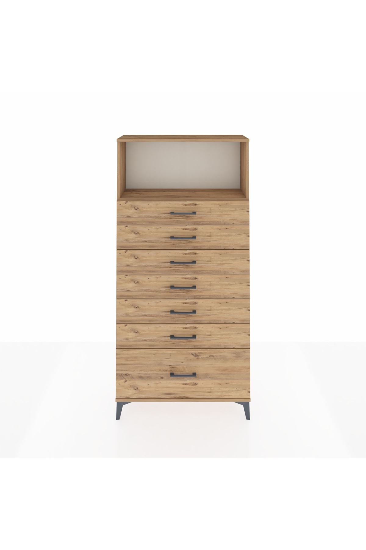 Arges Dolap Tek Raflı 7 Çekmeceli 88x30x182 - S24M038V9A