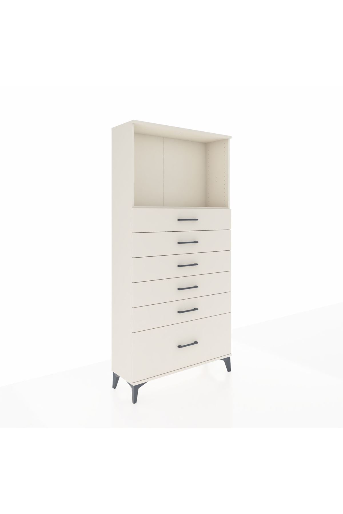 Arges Dolap Tek Raflı 6 Çekmeceli 88x30x182 - S24M039V1A