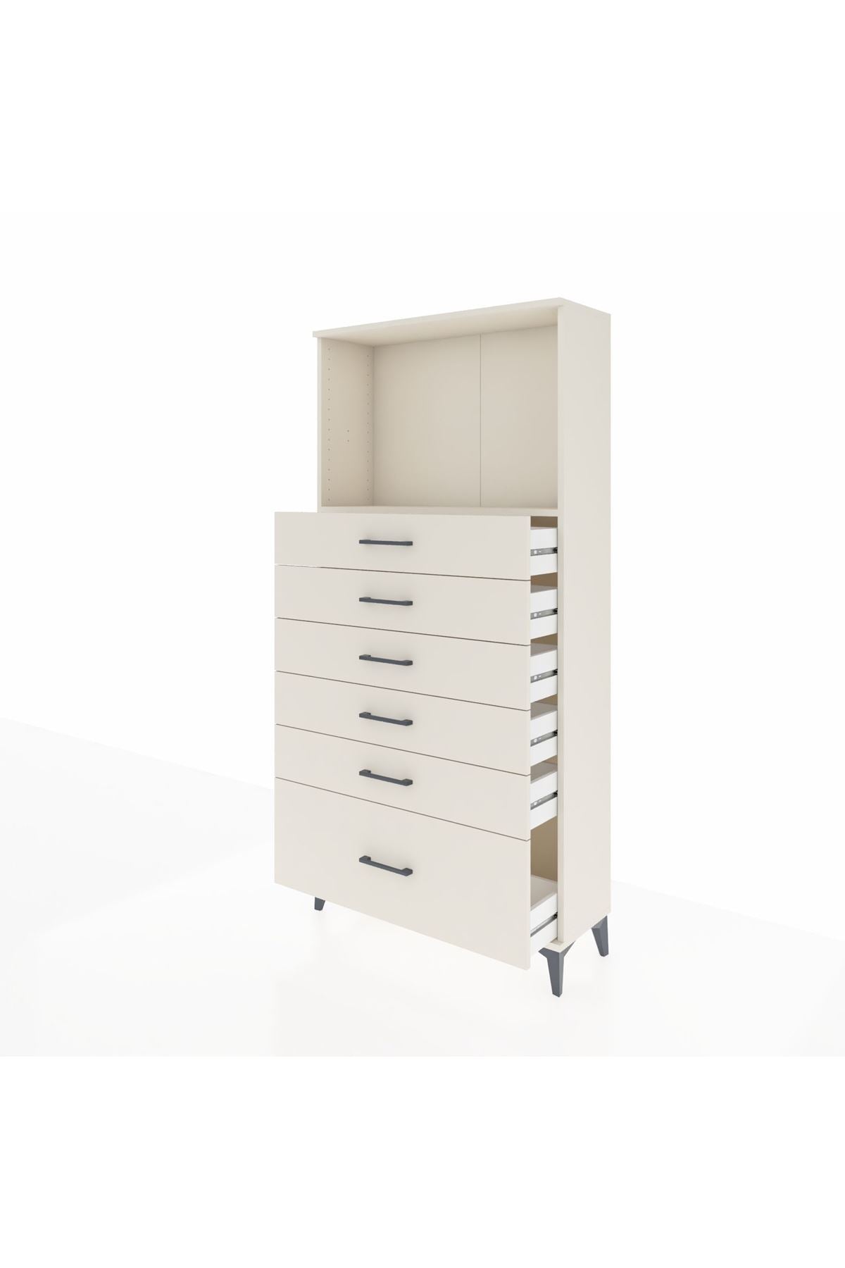 Arges Dolap Tek Raflı 6 Çekmeceli 88x30x182 - S24M039V1A