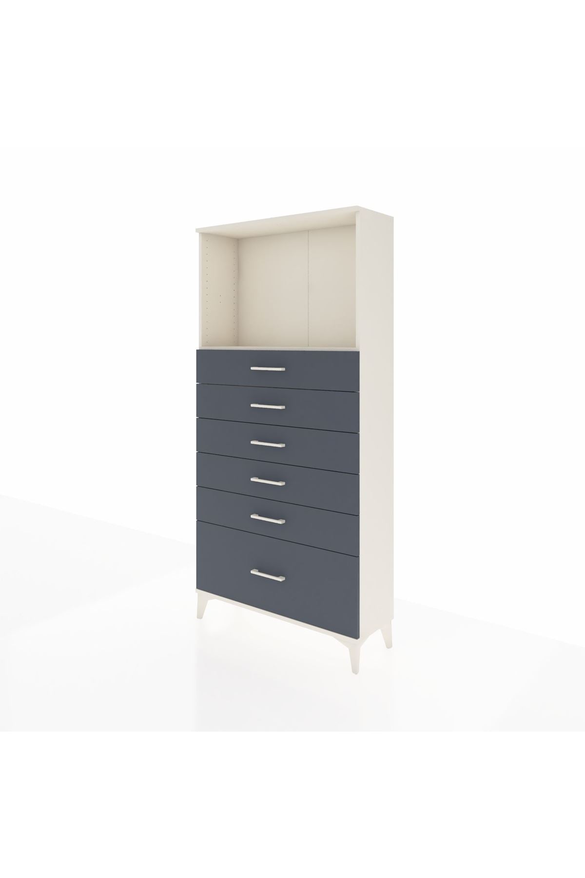 Arges Dolap Tek Raflı 6 Çekmeceli 88x30x182 - S24M039V2A