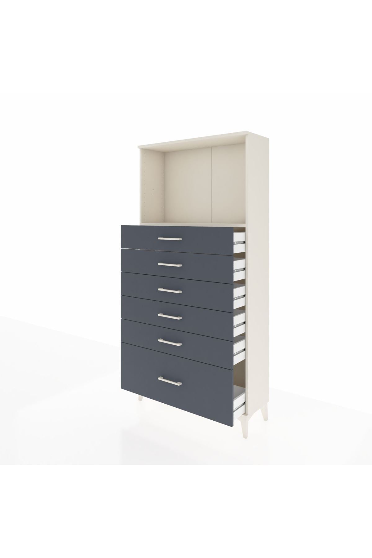 Arges Dolap Tek Raflı 6 Çekmeceli 88x30x182 - S24M039V2A
