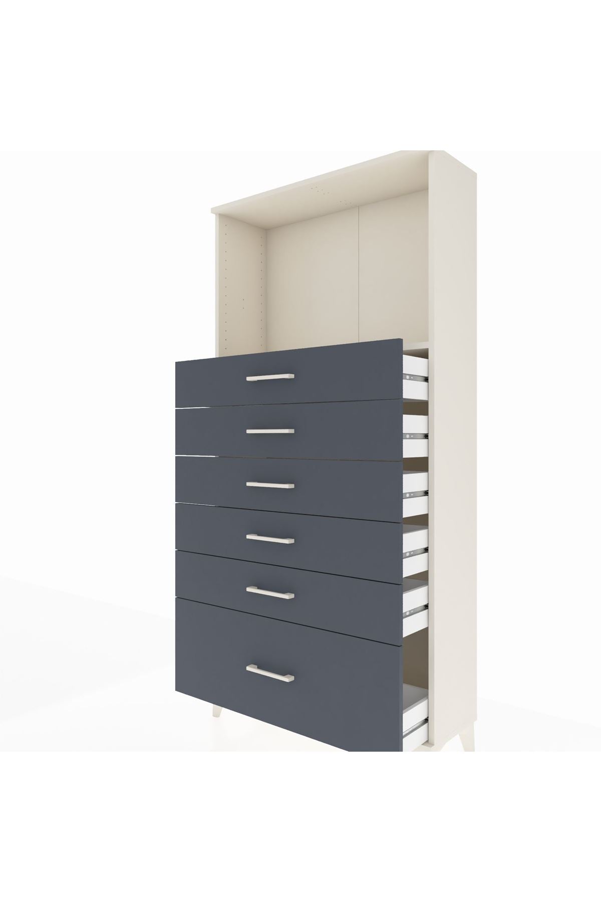 Arges Dolap Tek Raflı 6 Çekmeceli 88x30x182 - S24M039V2A
