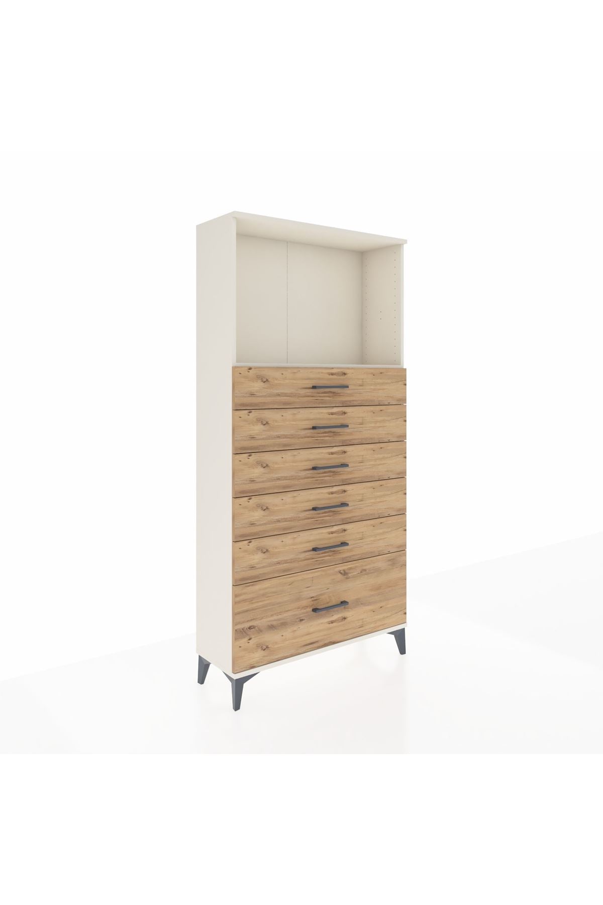 Arges Dolap Tek Raflı 6 Çekmeceli 88x30x182 - S24M039V3A