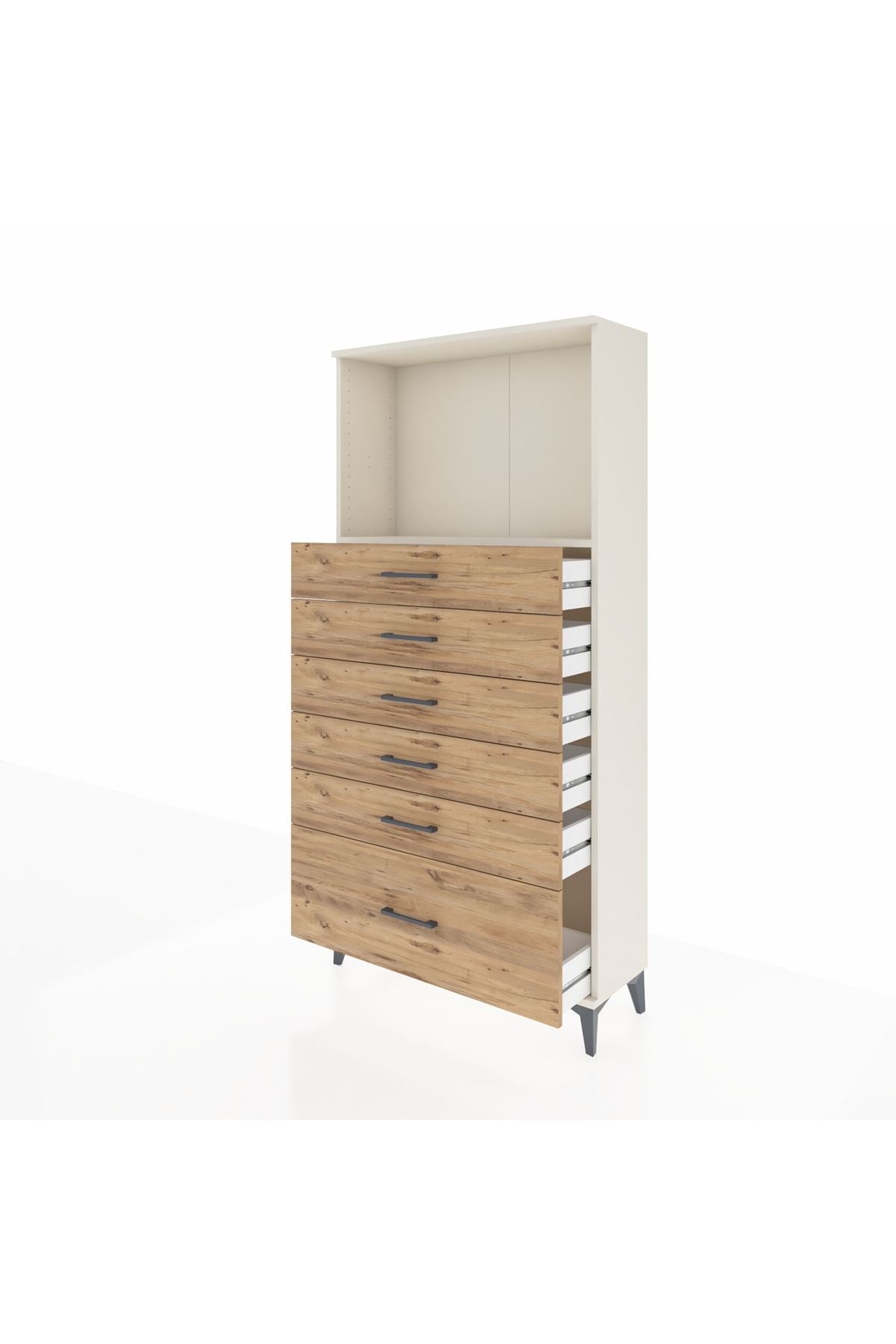 Arges Dolap Tek Raflı 6 Çekmeceli 88x30x182 - S24M039V3A